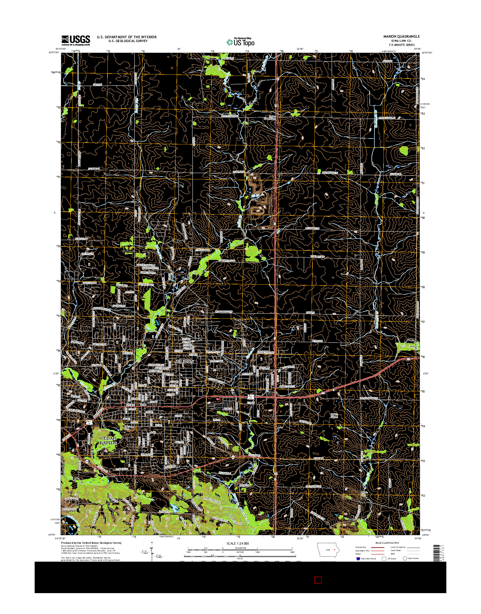 USGS US TOPO 7.5-MINUTE MAP FOR MARION, IA 2015