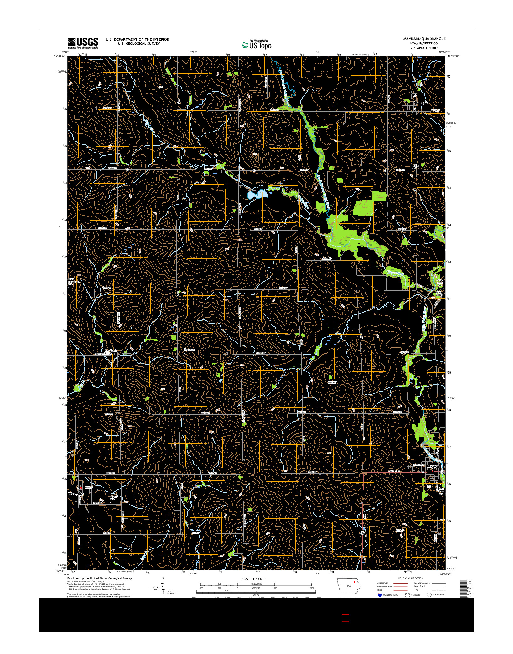 USGS US TOPO 7.5-MINUTE MAP FOR MAYNARD, IA 2015