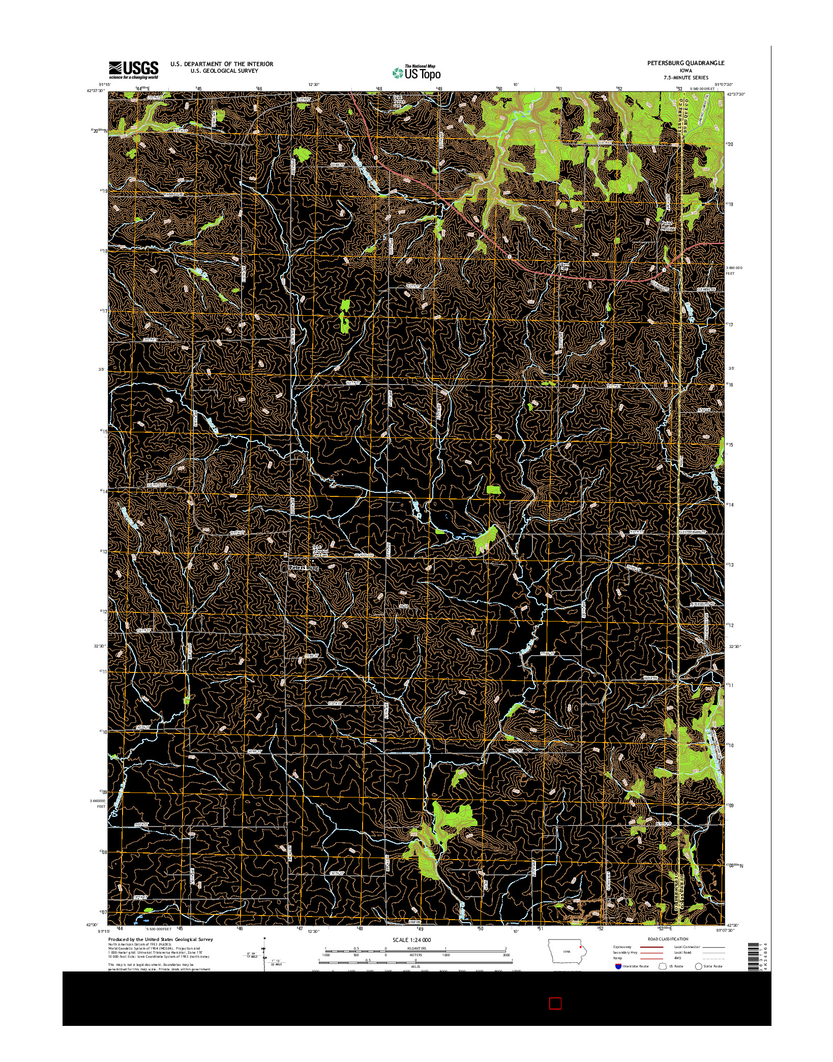 USGS US TOPO 7.5-MINUTE MAP FOR PETERSBURG, IA 2015