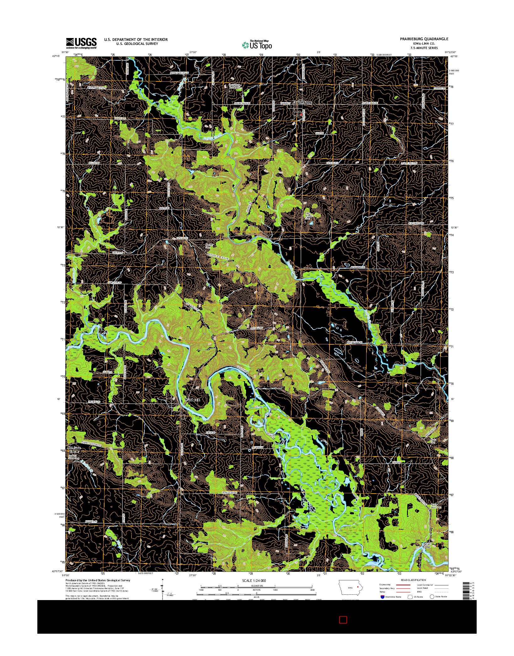 USGS US TOPO 7.5-MINUTE MAP FOR PRAIRIEBURG, IA 2015