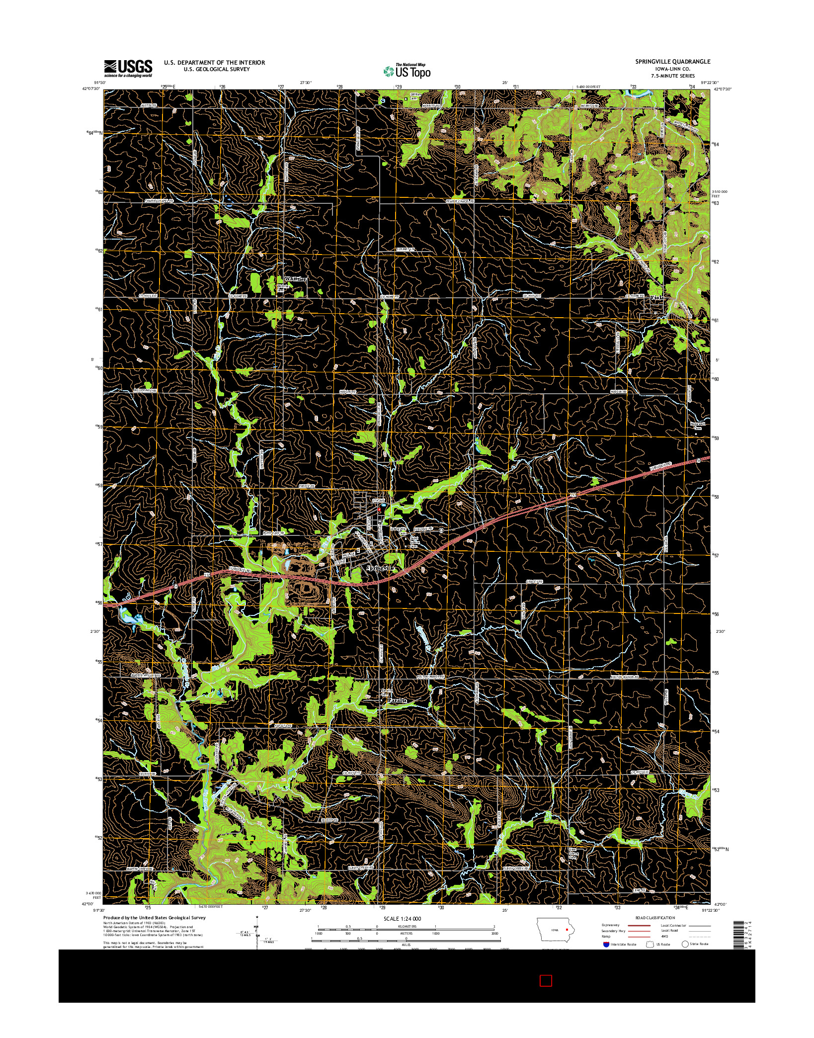USGS US TOPO 7.5-MINUTE MAP FOR SPRINGVILLE, IA 2015