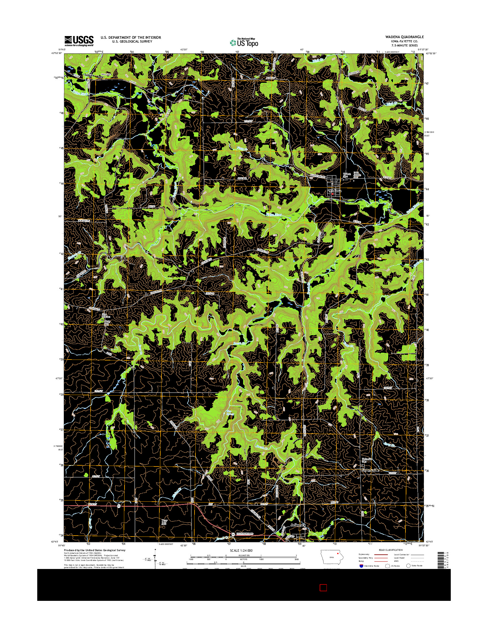 USGS US TOPO 7.5-MINUTE MAP FOR WADENA, IA 2015