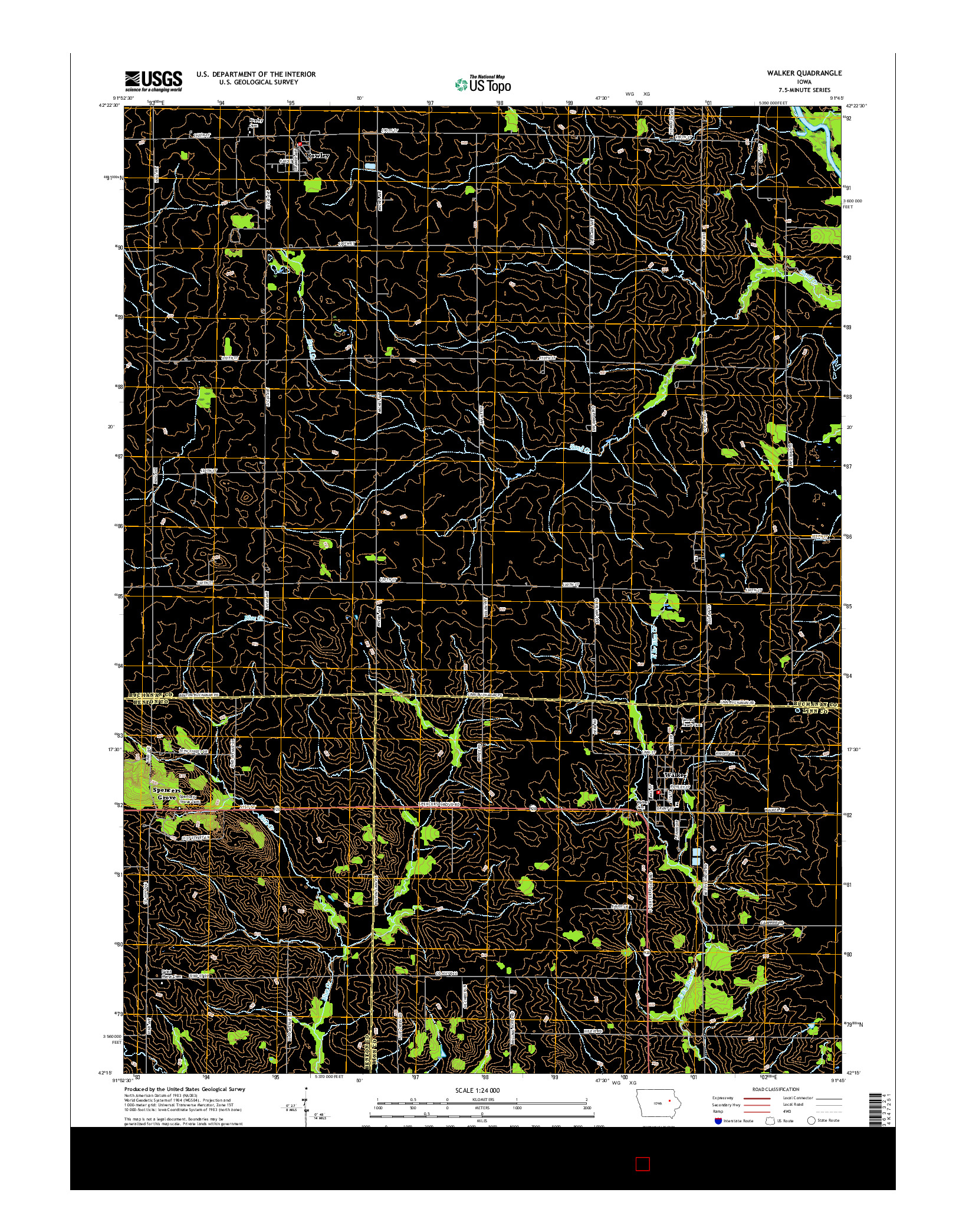 USGS US TOPO 7.5-MINUTE MAP FOR WALKER, IA 2015