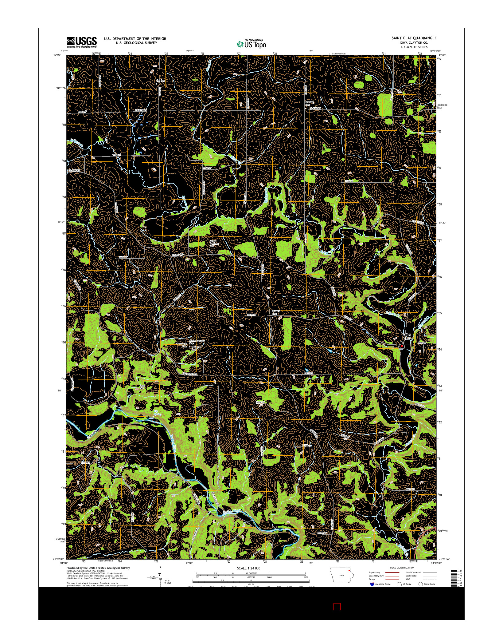 USGS US TOPO 7.5-MINUTE MAP FOR SAINT OLAF, IA 2015