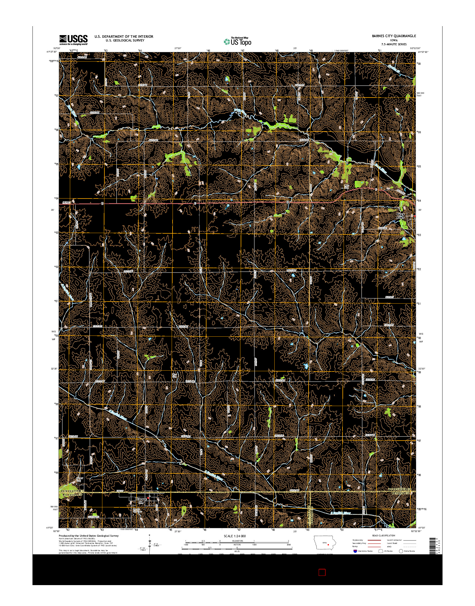 USGS US TOPO 7.5-MINUTE MAP FOR BARNES CITY, IA 2015
