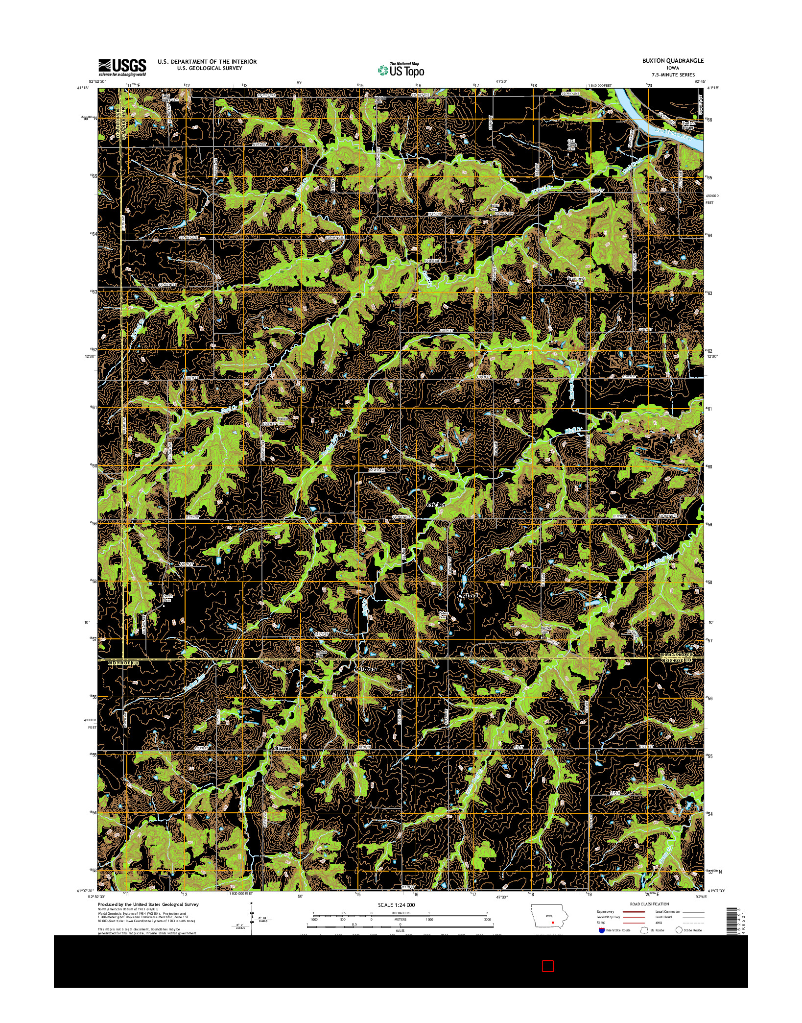 USGS US TOPO 7.5-MINUTE MAP FOR BUXTON, IA 2015