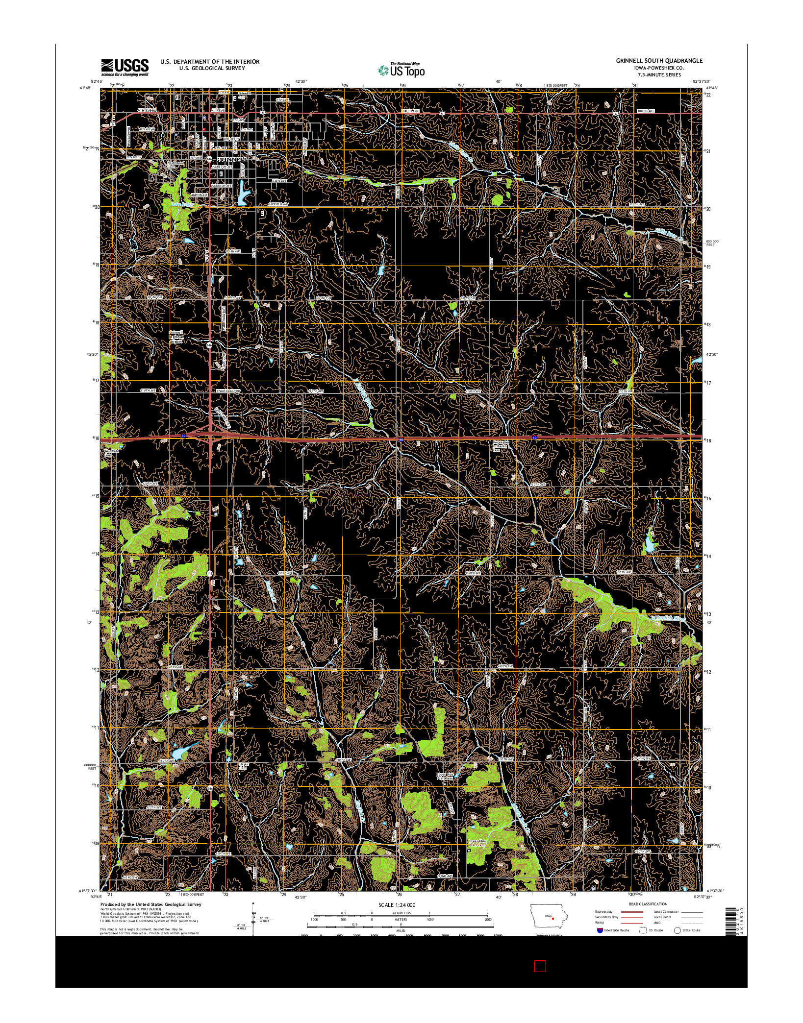 USGS US TOPO 7.5-MINUTE MAP FOR GRINNELL SOUTH, IA 2015