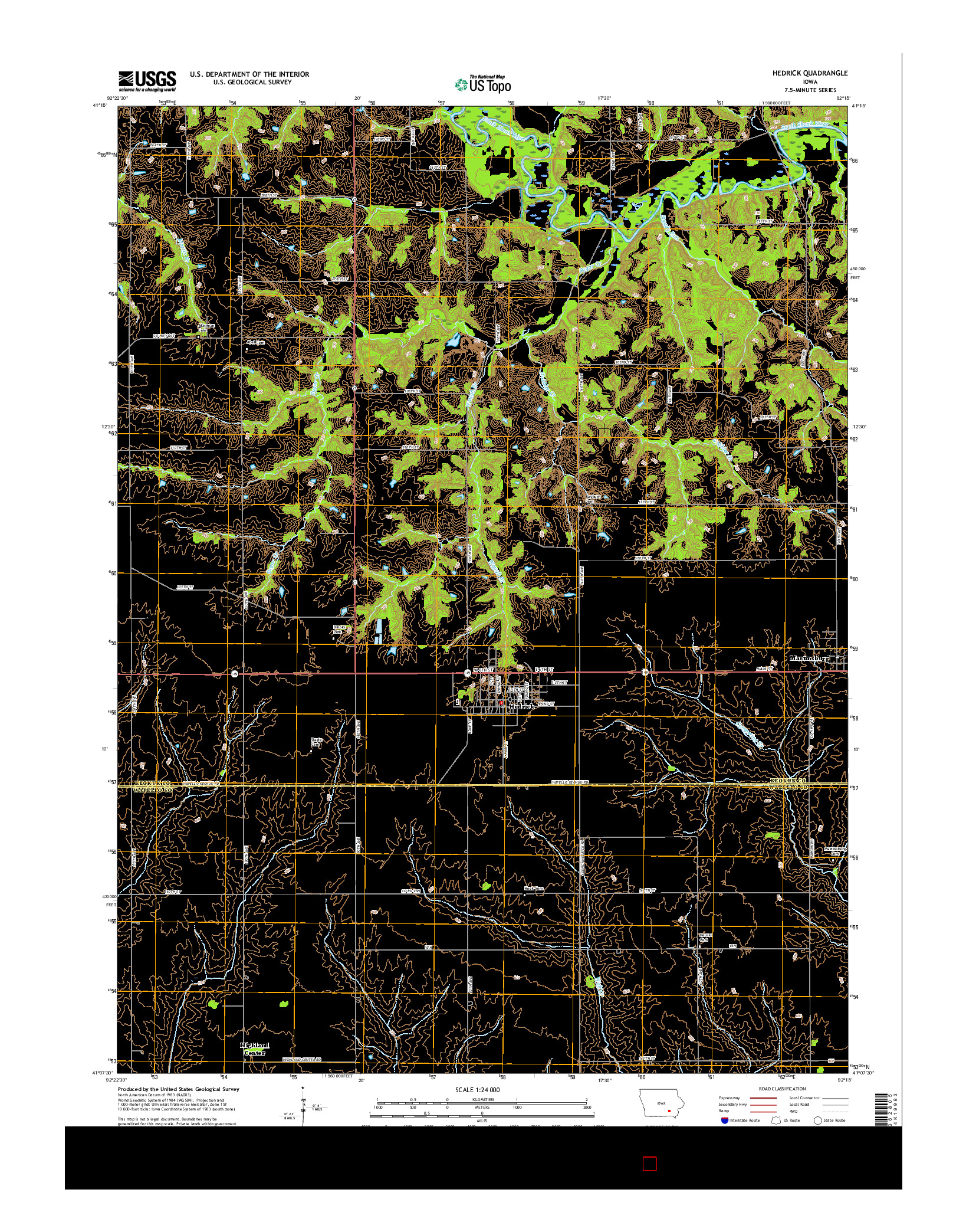 USGS US TOPO 7.5-MINUTE MAP FOR HEDRICK, IA 2015