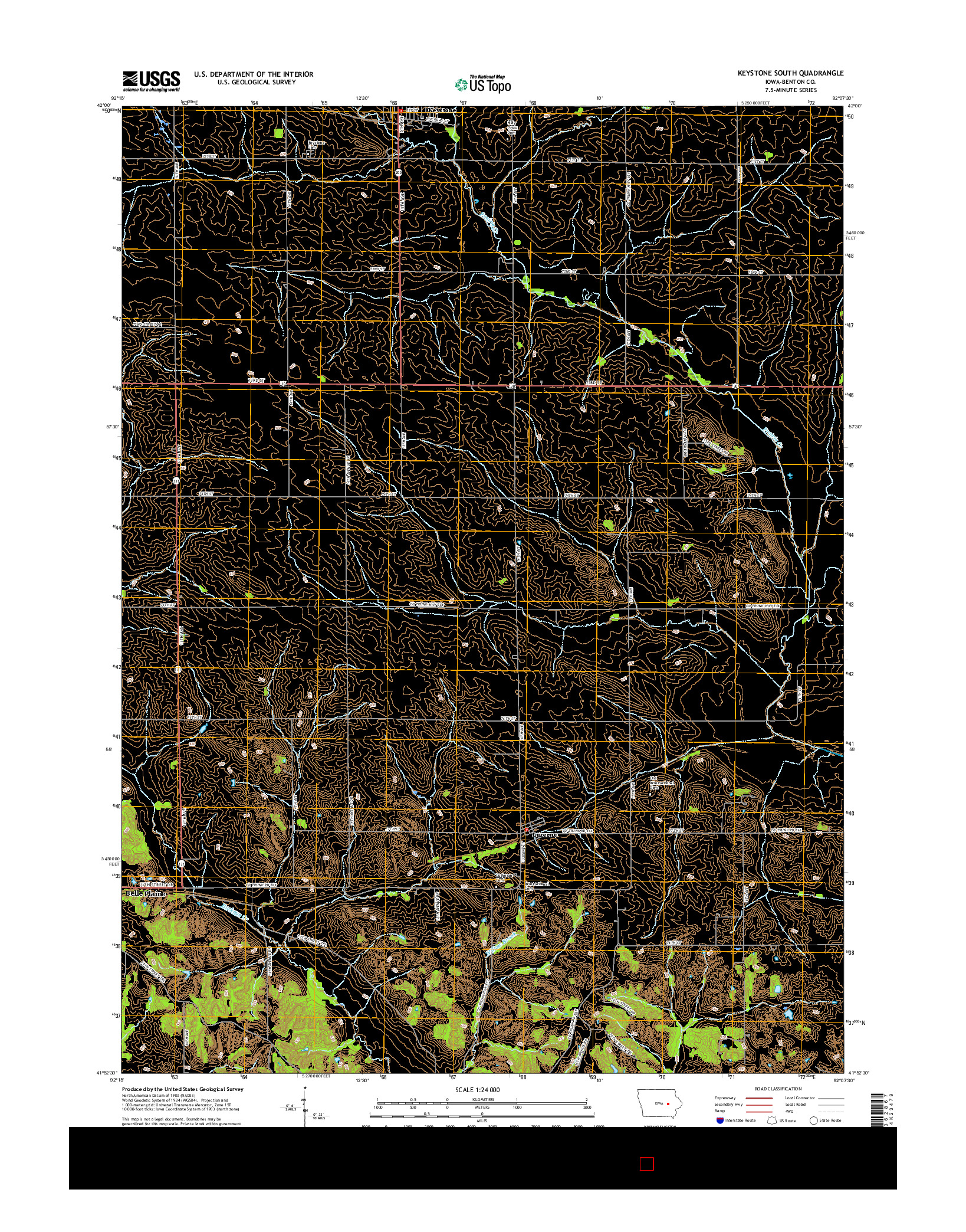 USGS US TOPO 7.5-MINUTE MAP FOR KEYSTONE SOUTH, IA 2015