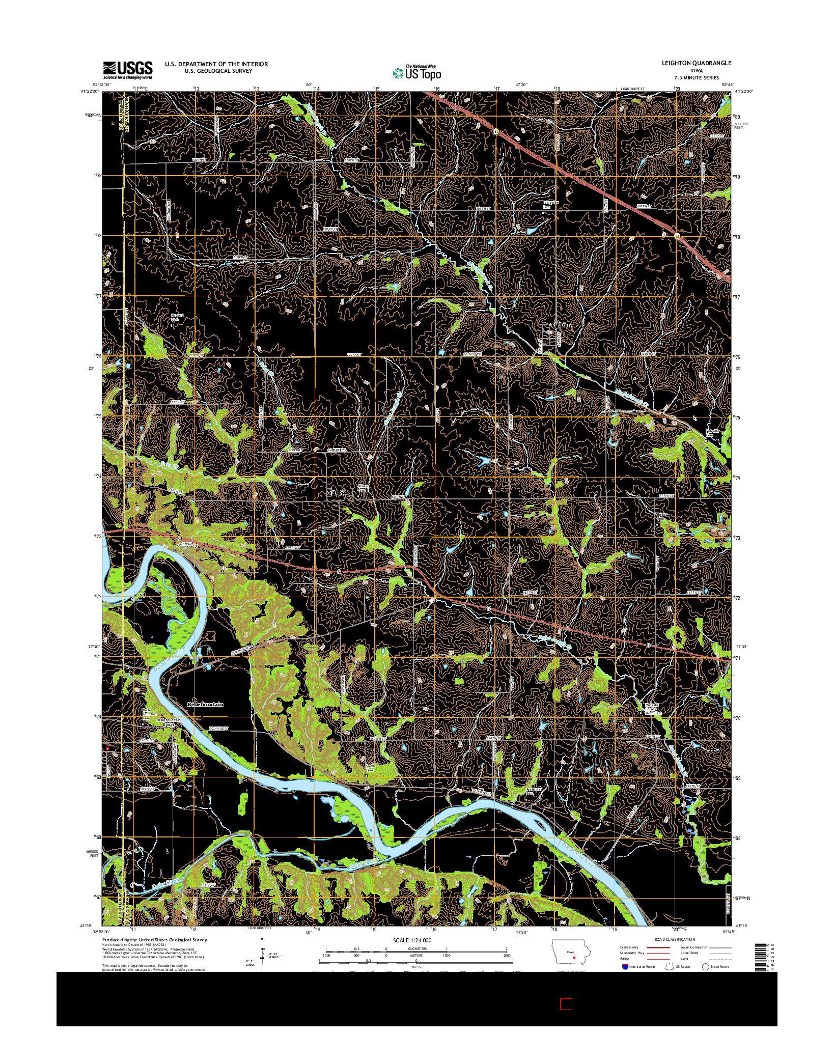 USGS US TOPO 7.5-MINUTE MAP FOR LEIGHTON, IA 2015