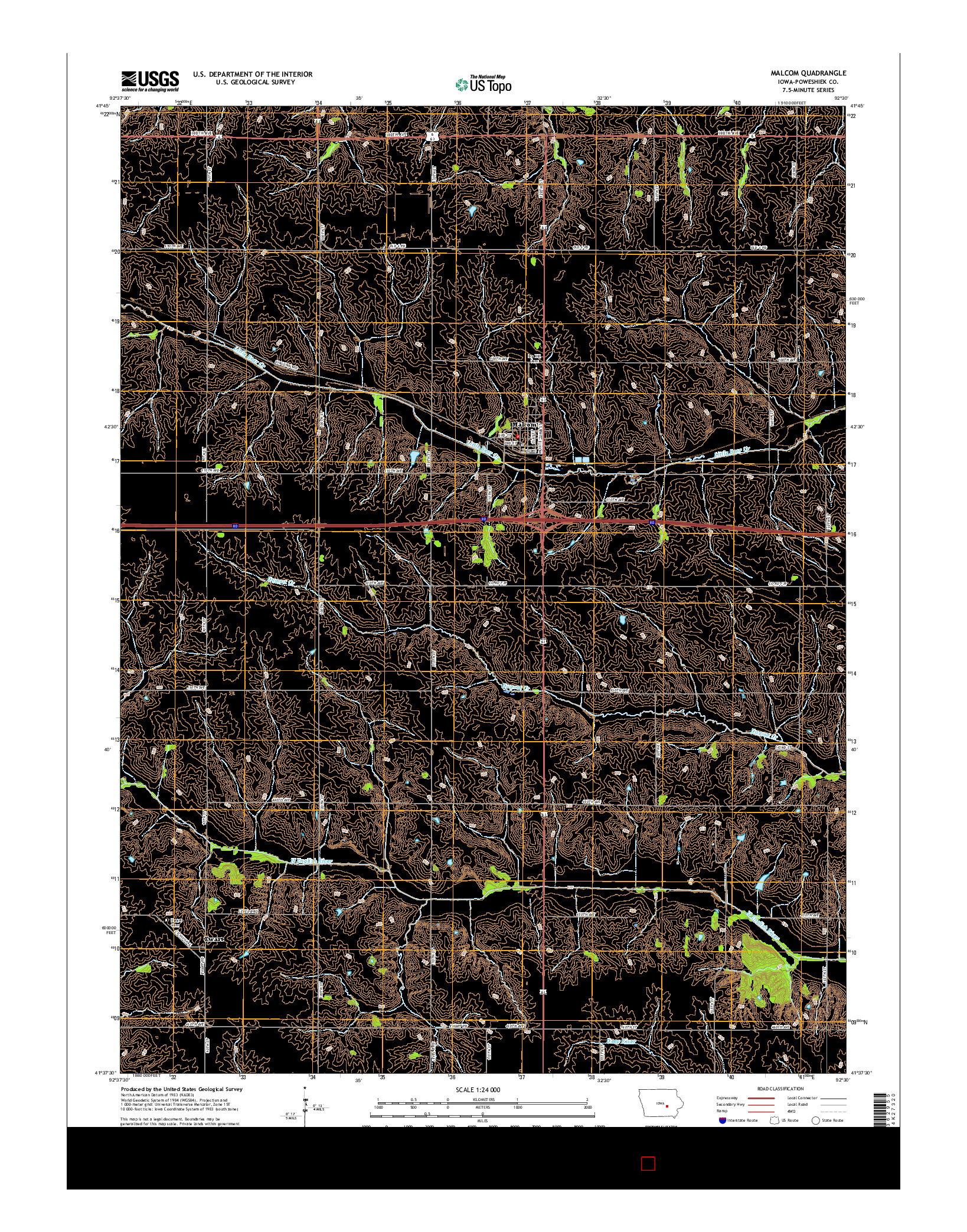 USGS US TOPO 7.5-MINUTE MAP FOR MALCOM, IA 2015