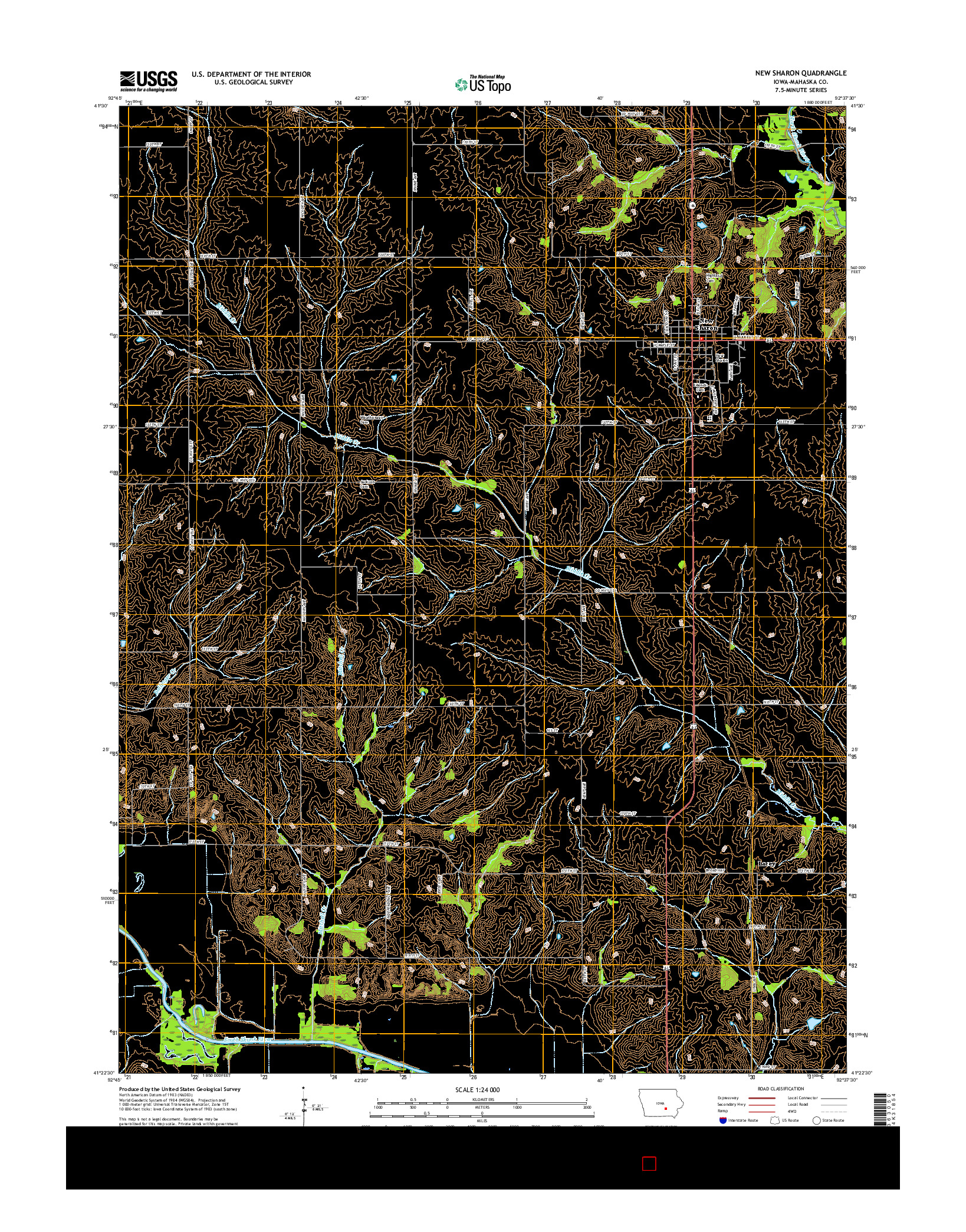 USGS US TOPO 7.5-MINUTE MAP FOR NEW SHARON, IA 2015