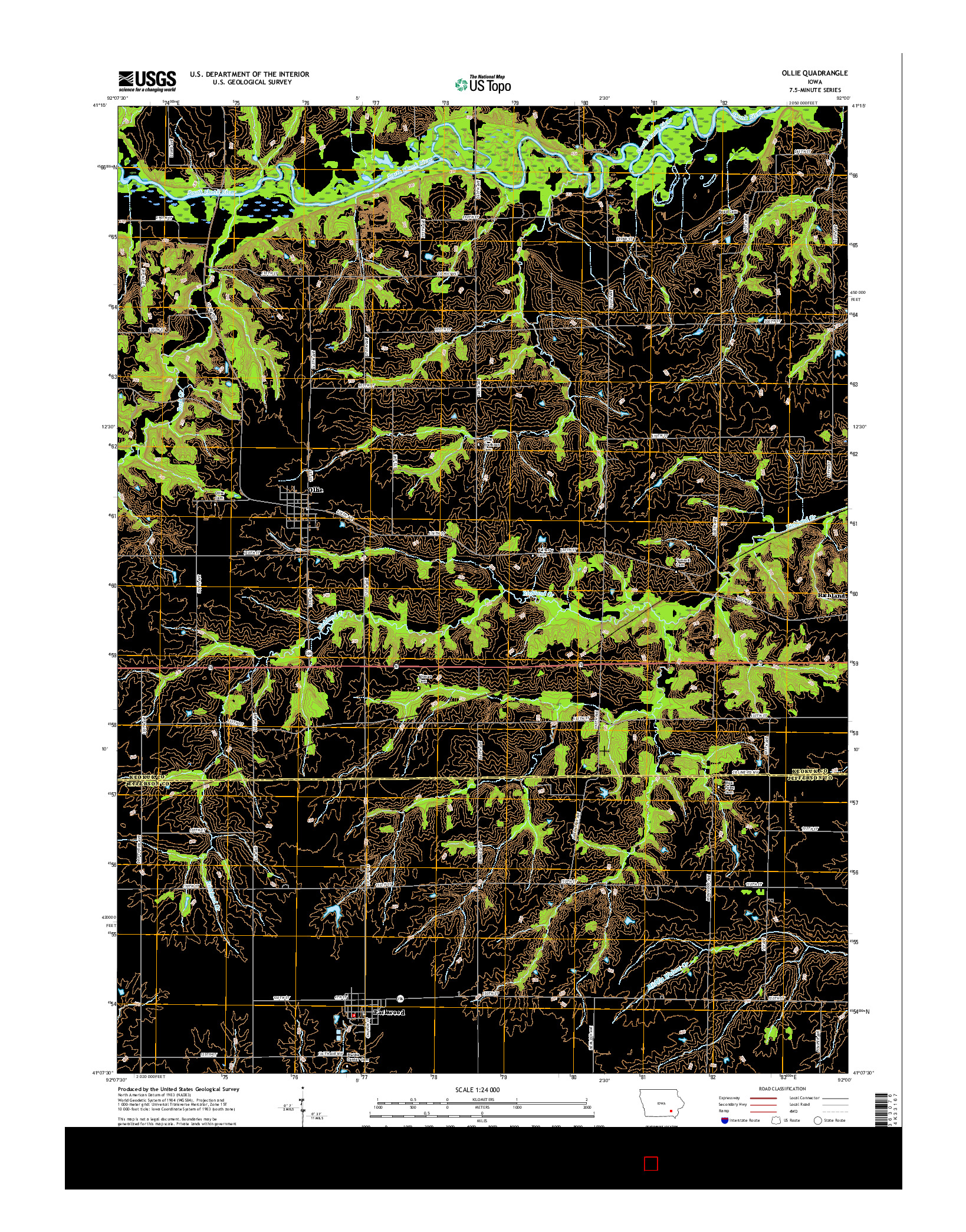 USGS US TOPO 7.5-MINUTE MAP FOR OLLIE, IA 2015
