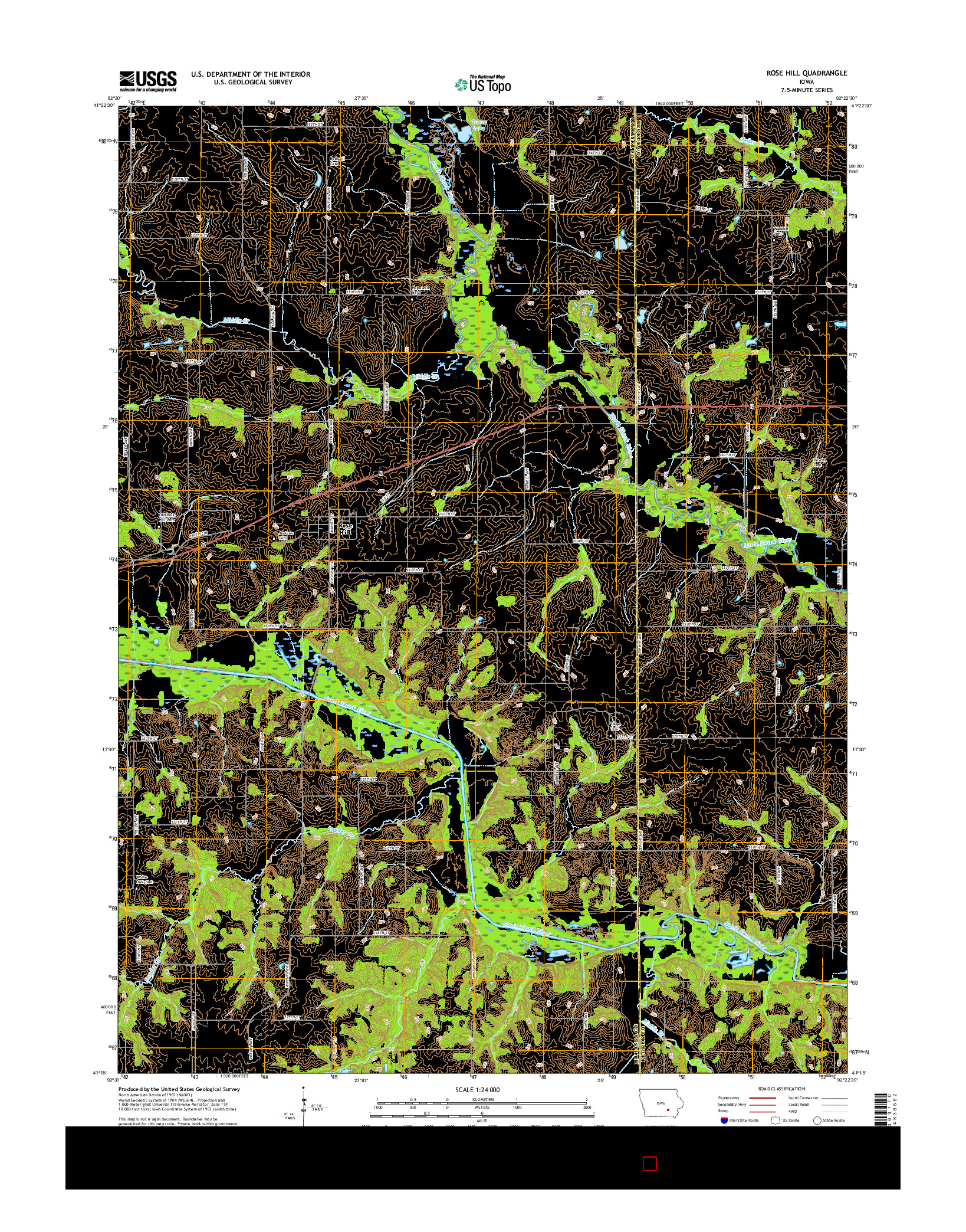USGS US TOPO 7.5-MINUTE MAP FOR ROSE HILL, IA 2015
