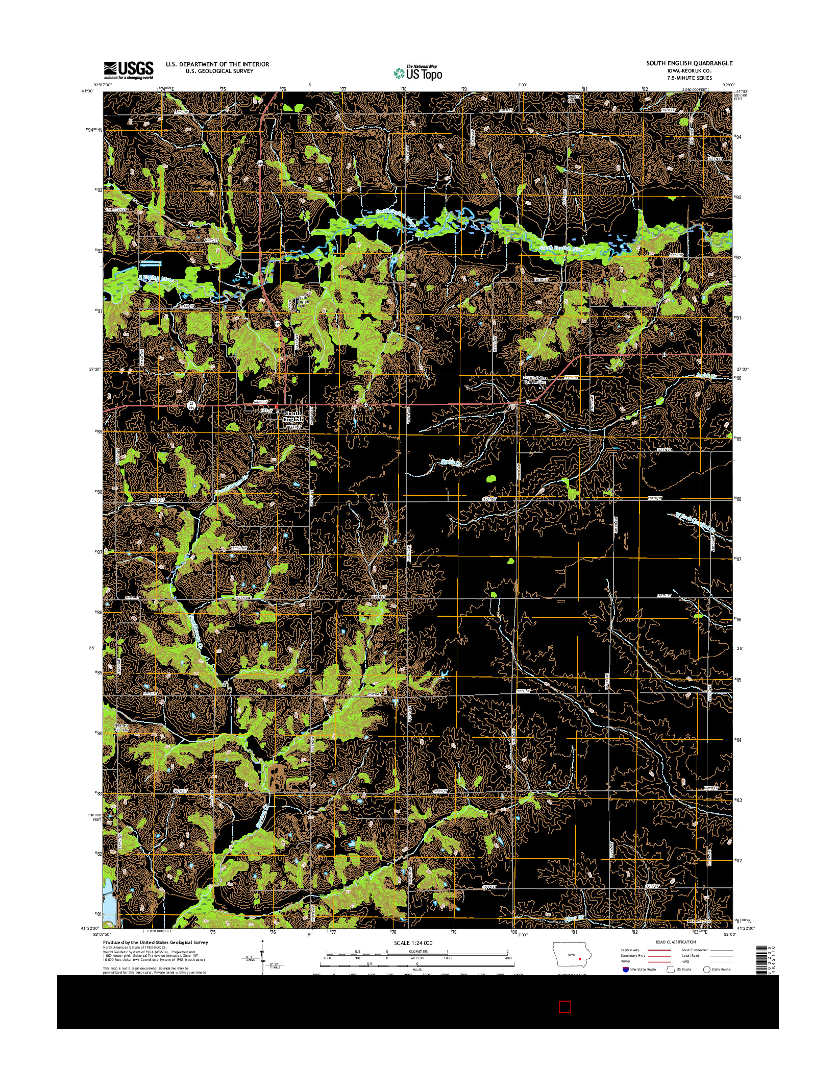 USGS US TOPO 7.5-MINUTE MAP FOR SOUTH ENGLISH, IA 2015