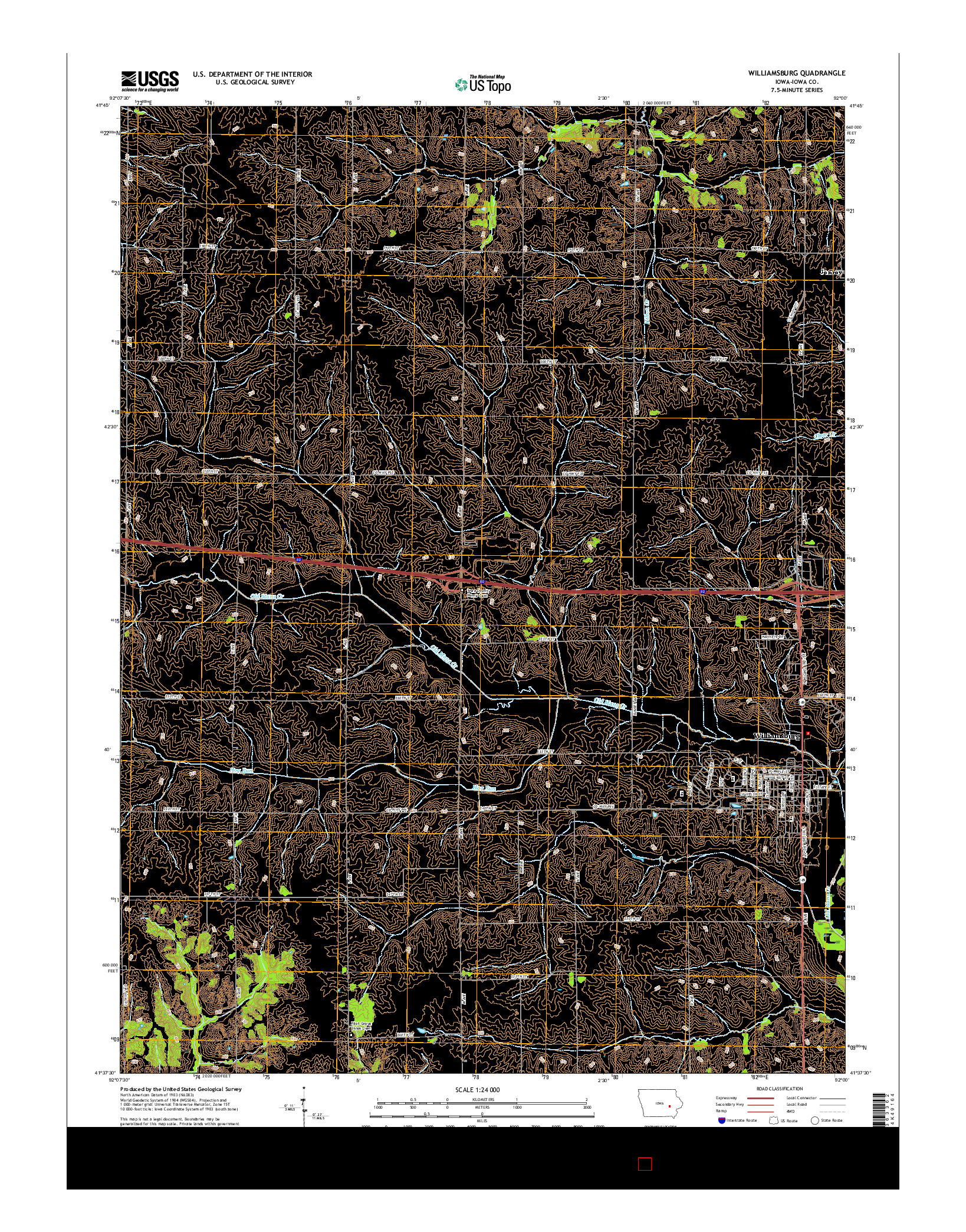 USGS US TOPO 7.5-MINUTE MAP FOR WILLIAMSBURG, IA 2015