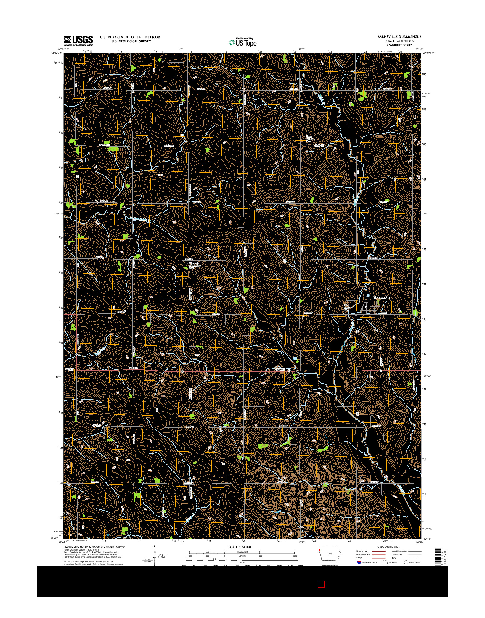 USGS US TOPO 7.5-MINUTE MAP FOR BRUNSVILLE, IA 2015