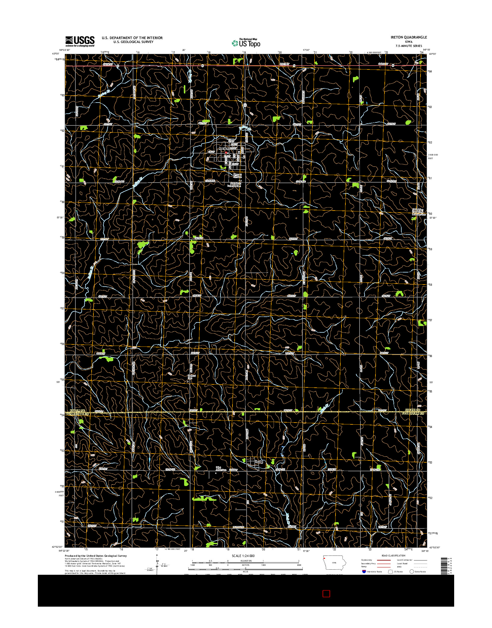 USGS US TOPO 7.5-MINUTE MAP FOR IRETON, IA 2015