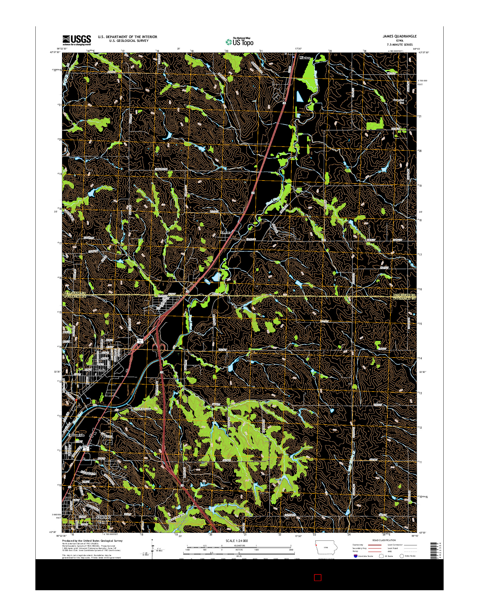 USGS US TOPO 7.5-MINUTE MAP FOR JAMES, IA 2015