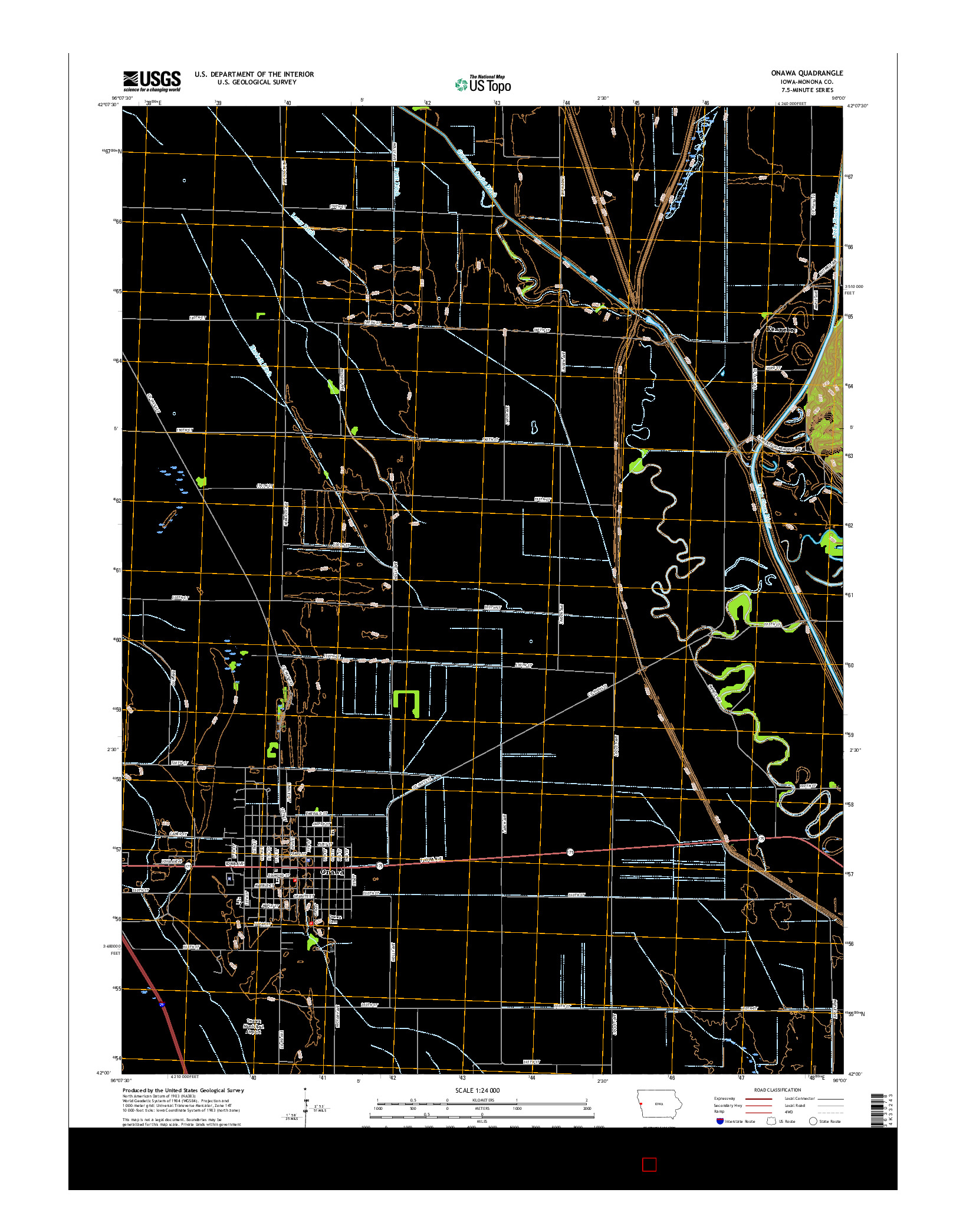USGS US TOPO 7.5-MINUTE MAP FOR ONAWA, IA 2015