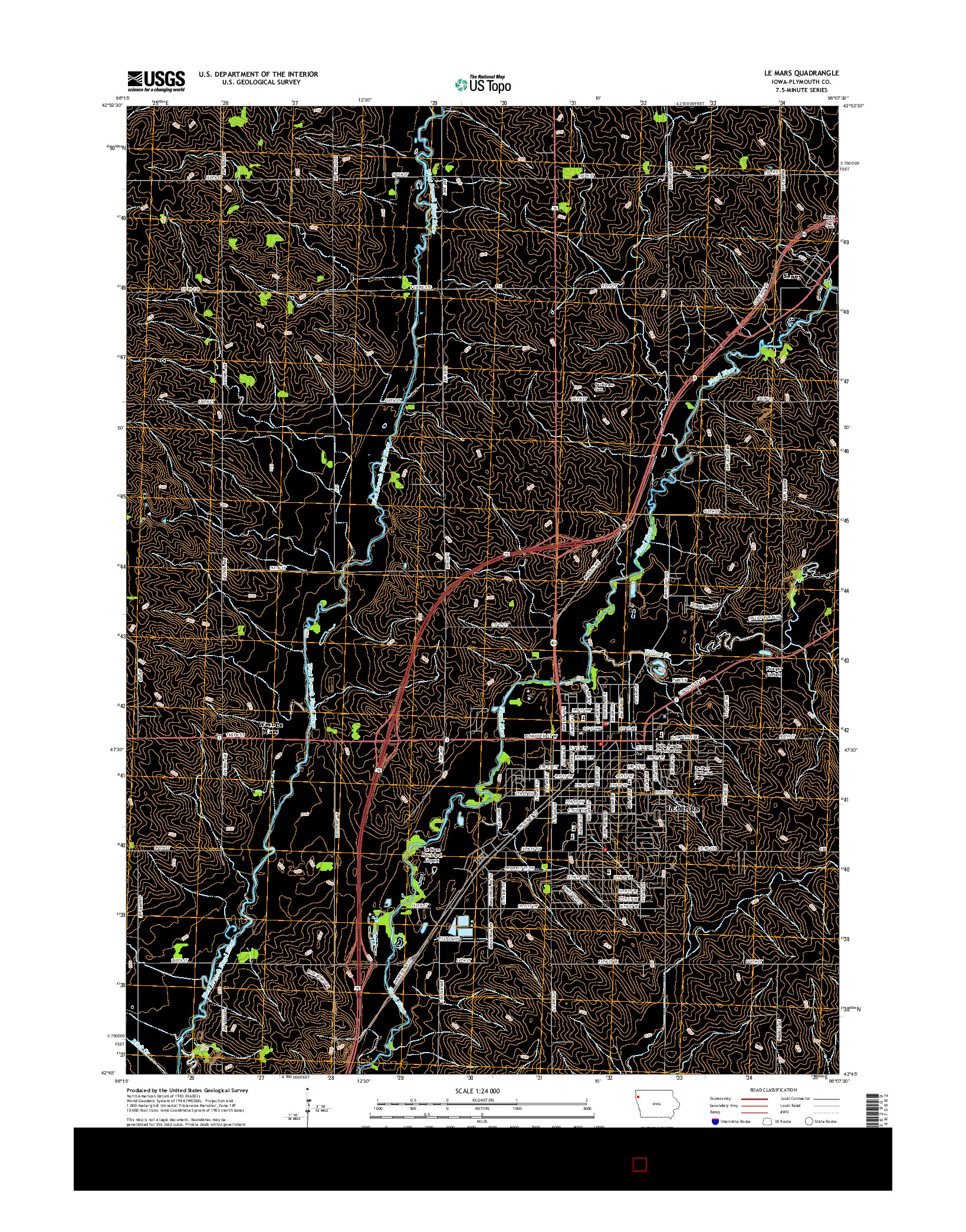 USGS US TOPO 7.5-MINUTE MAP FOR LE MARS, IA 2015