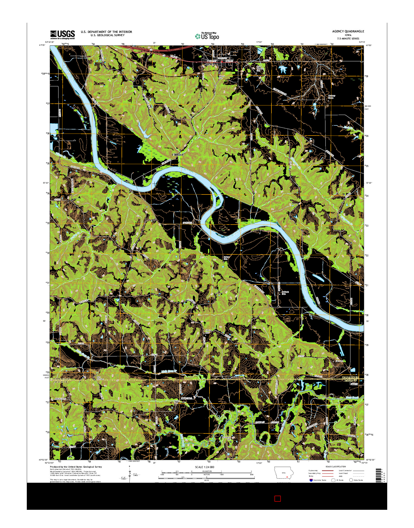 USGS US TOPO 7.5-MINUTE MAP FOR AGENCY, IA 2015