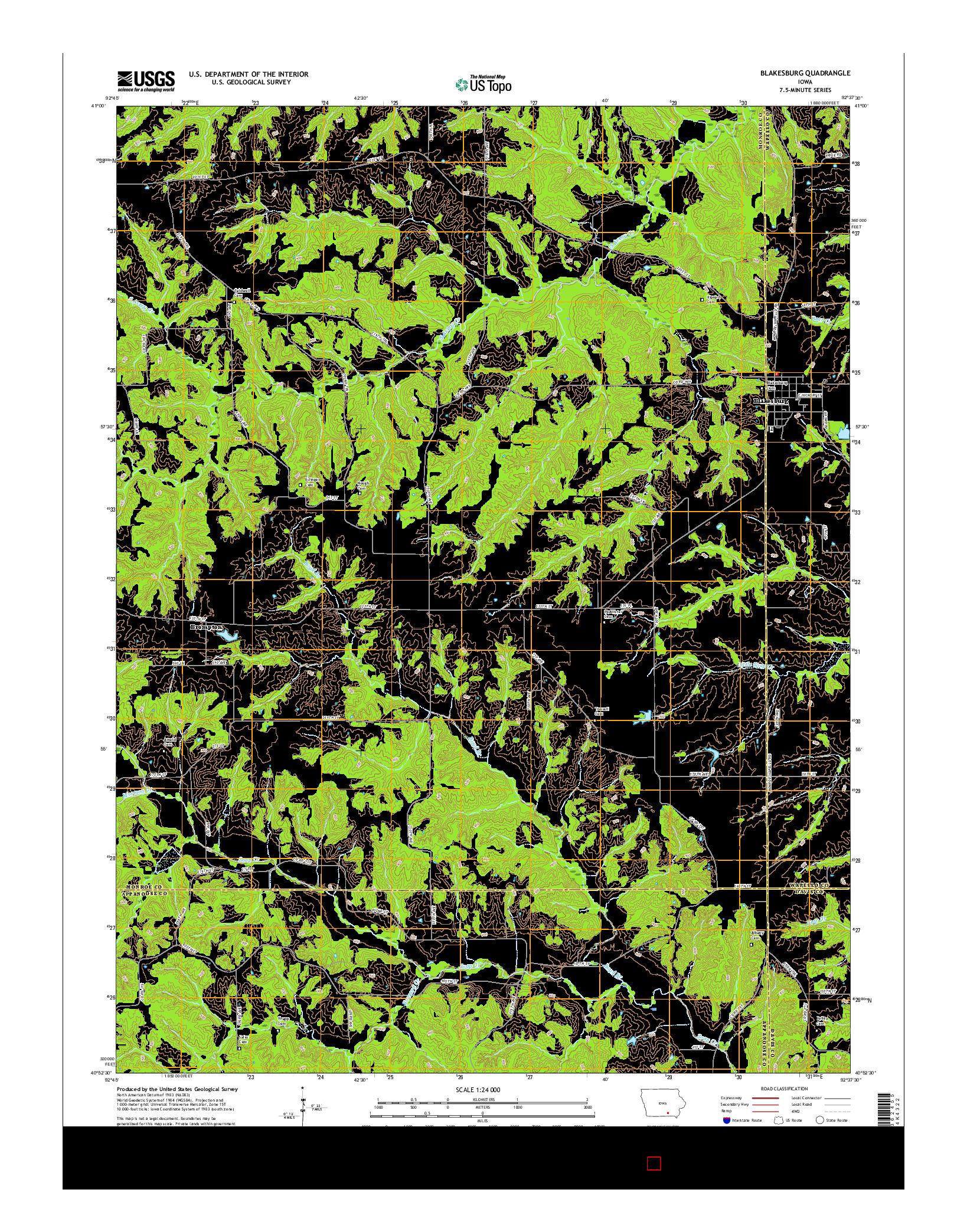 USGS US TOPO 7.5-MINUTE MAP FOR BLAKESBURG, IA 2015