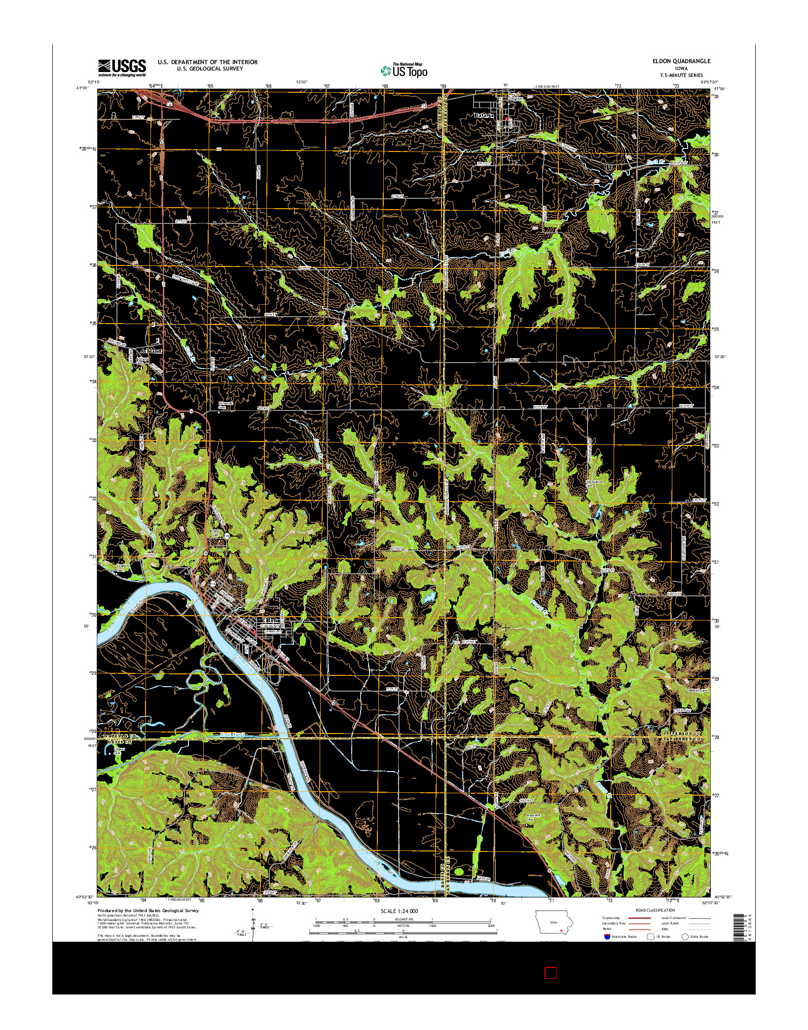 USGS US TOPO 7.5-MINUTE MAP FOR ELDON, IA 2015