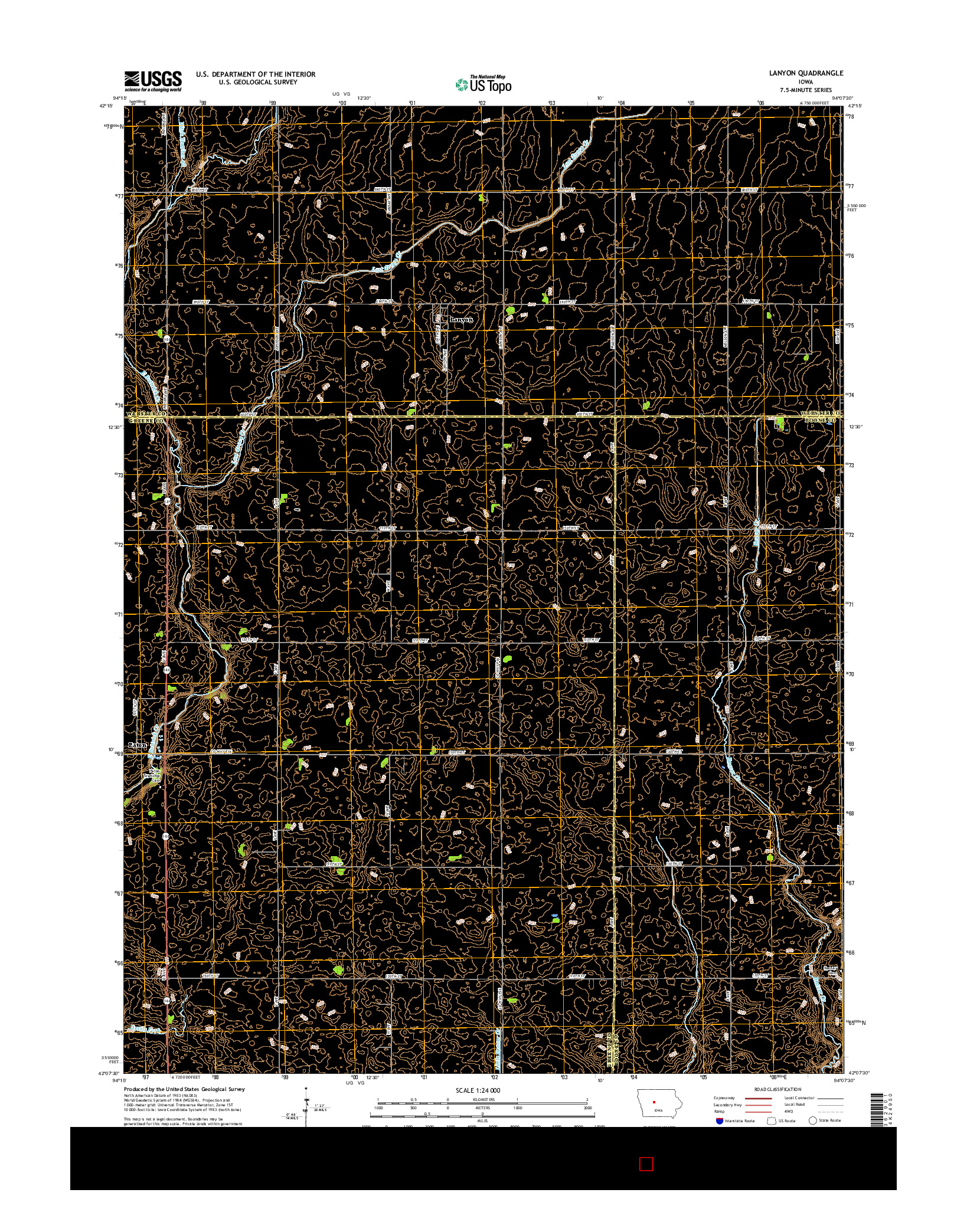 USGS US TOPO 7.5-MINUTE MAP FOR LANYON, IA 2015