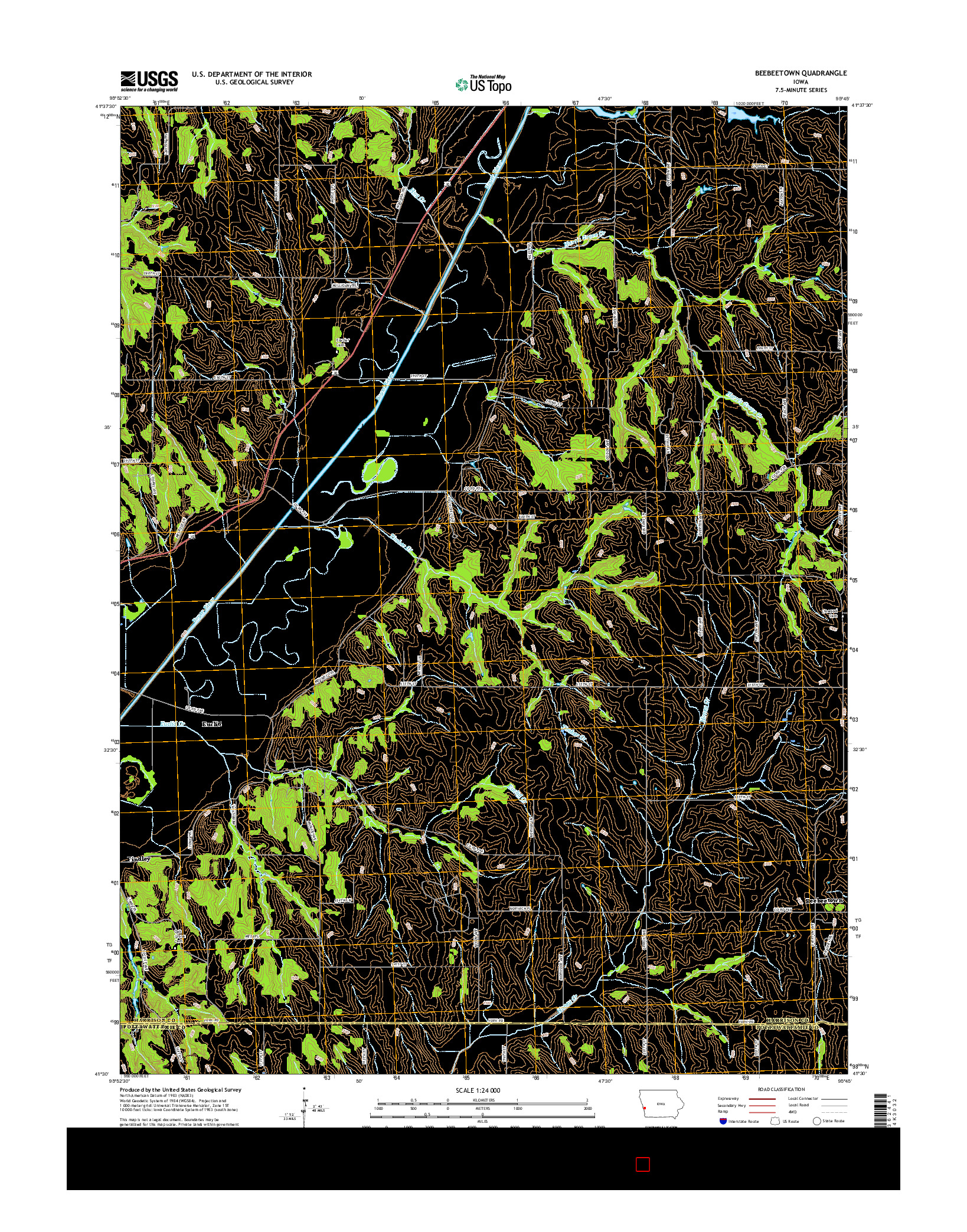 USGS US TOPO 7.5-MINUTE MAP FOR BEEBEETOWN, IA 2015