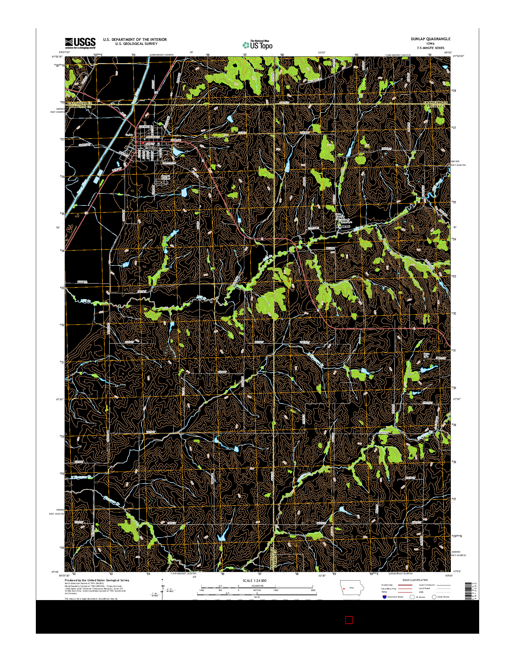 USGS US TOPO 7.5-MINUTE MAP FOR DUNLAP, IA 2015