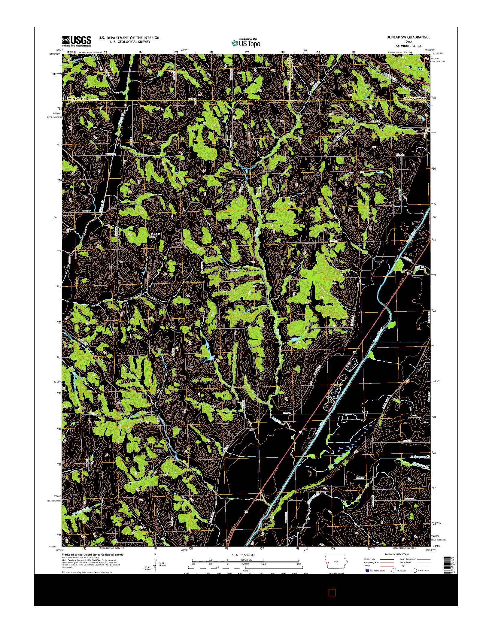 USGS US TOPO 7.5-MINUTE MAP FOR DUNLAP SW, IA 2015