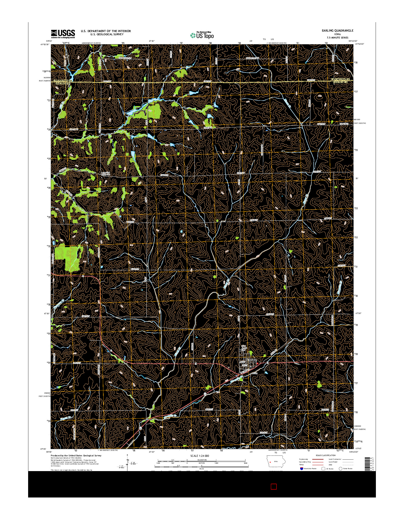 USGS US TOPO 7.5-MINUTE MAP FOR EARLING, IA 2015