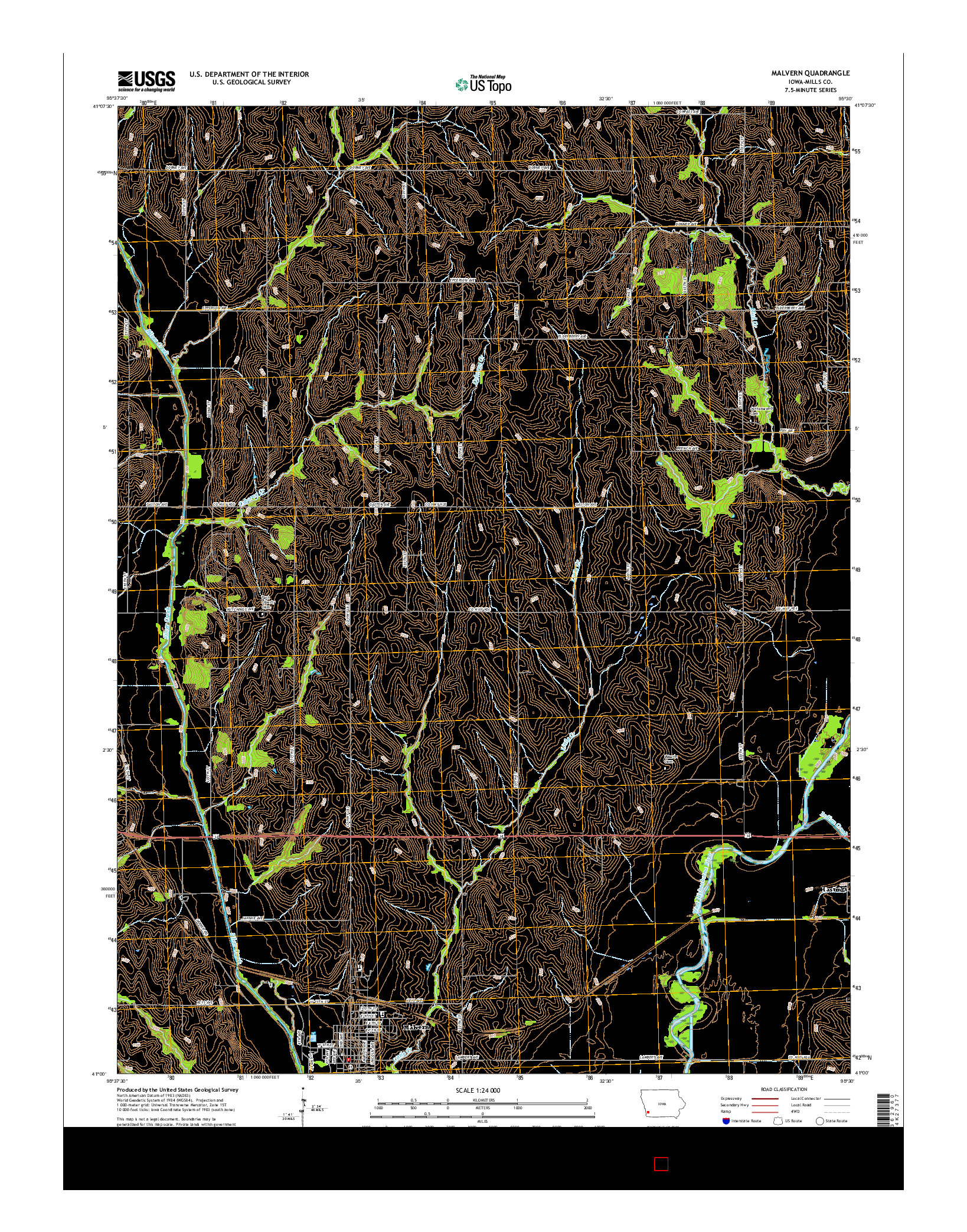 USGS US TOPO 7.5-MINUTE MAP FOR MALVERN, IA 2015