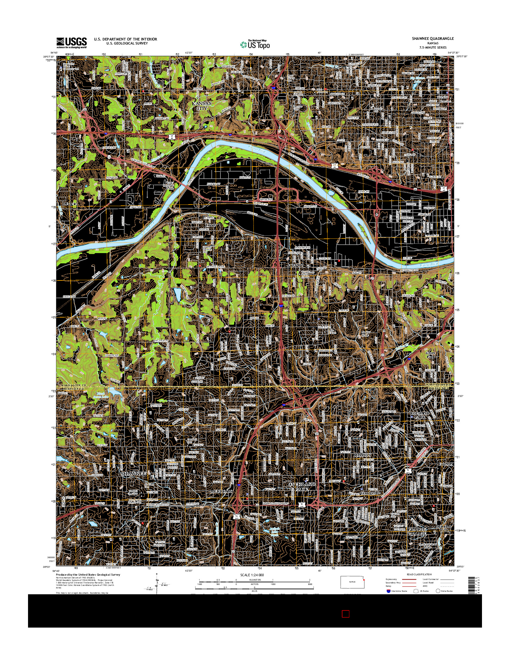 USGS US TOPO 7.5-MINUTE MAP FOR SHAWNEE, KS 2015