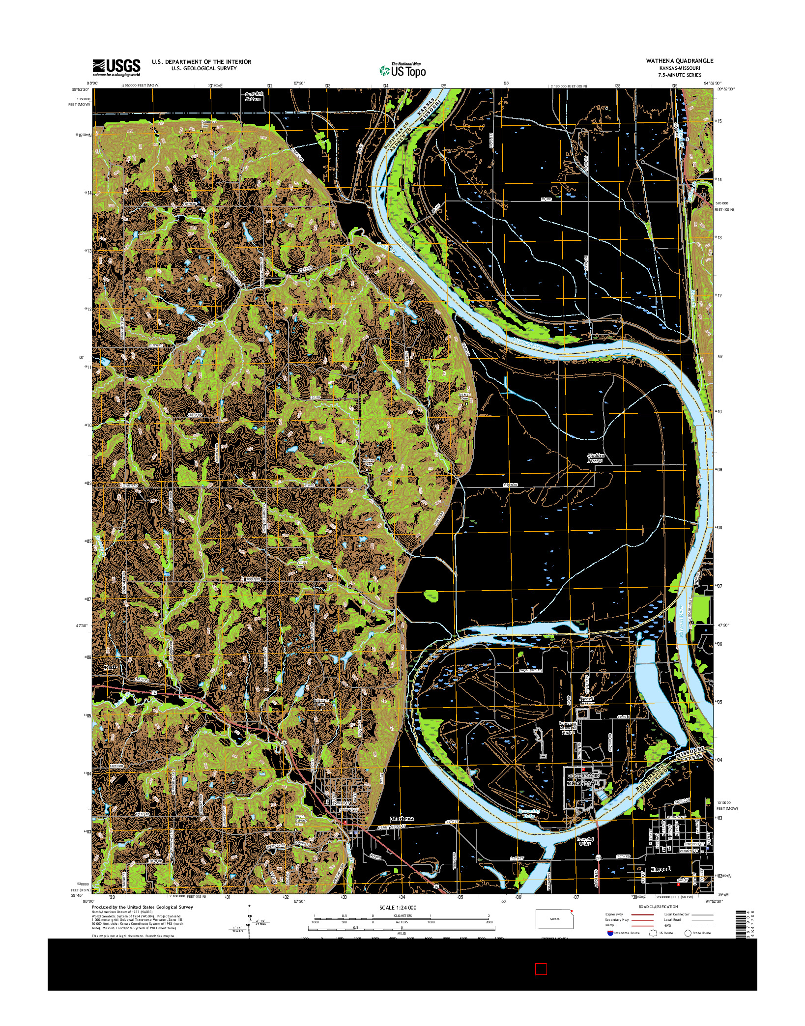 USGS US TOPO 7.5-MINUTE MAP FOR WATHENA, KS-MO 2015