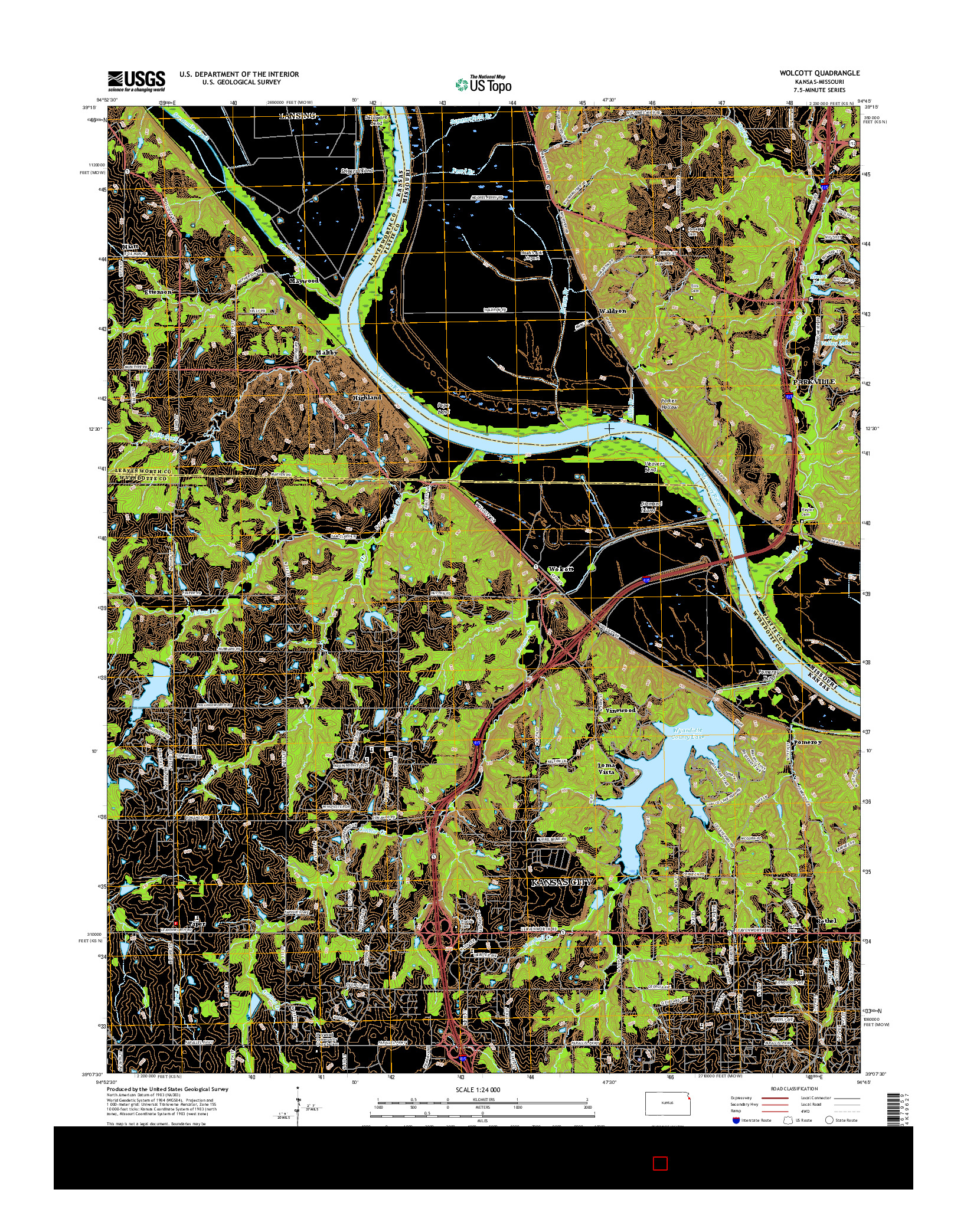 USGS US TOPO 7.5-MINUTE MAP FOR WOLCOTT, KS-MO 2015
