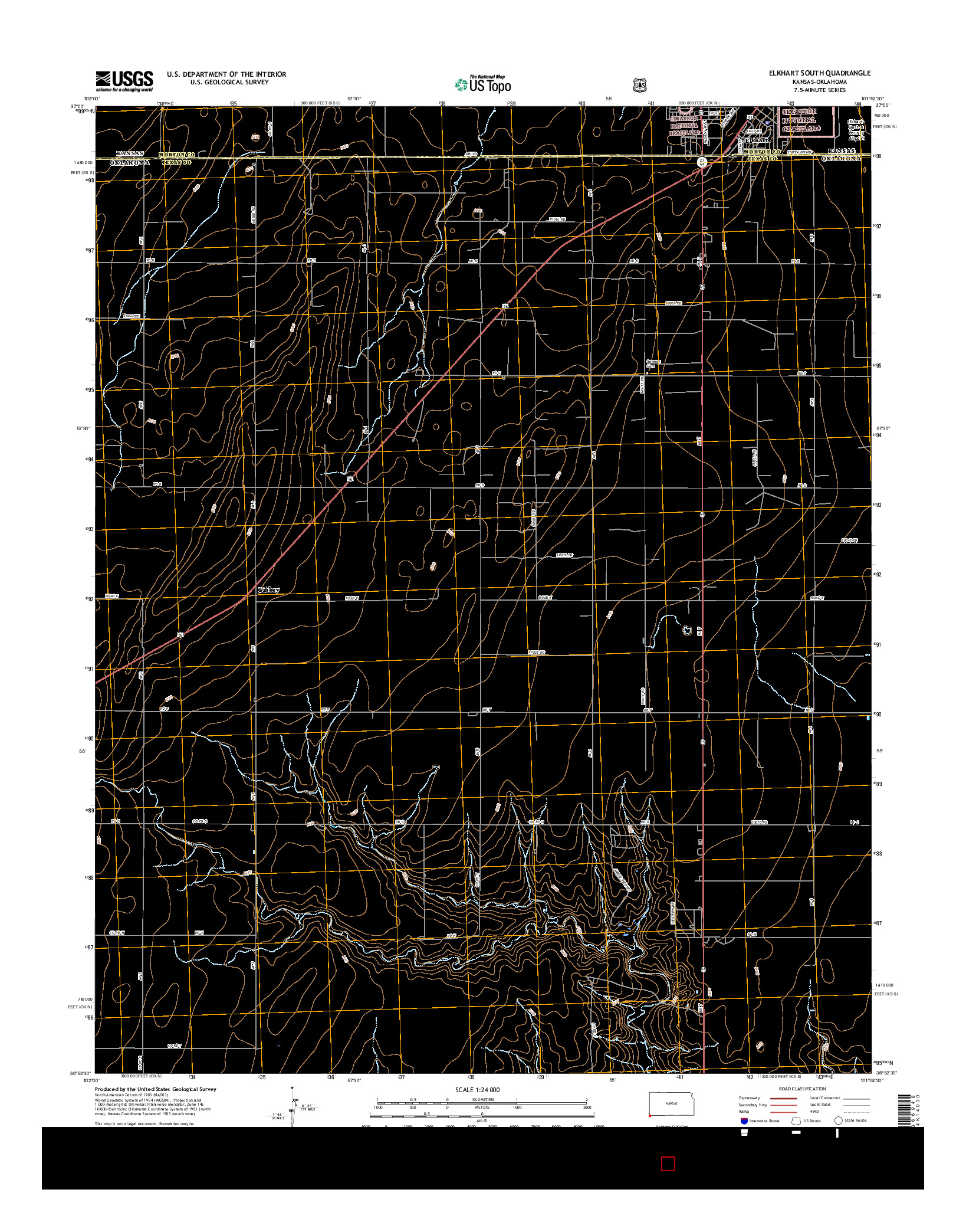 USGS US TOPO 7.5-MINUTE MAP FOR ELKHART SOUTH, KS-OK 2015