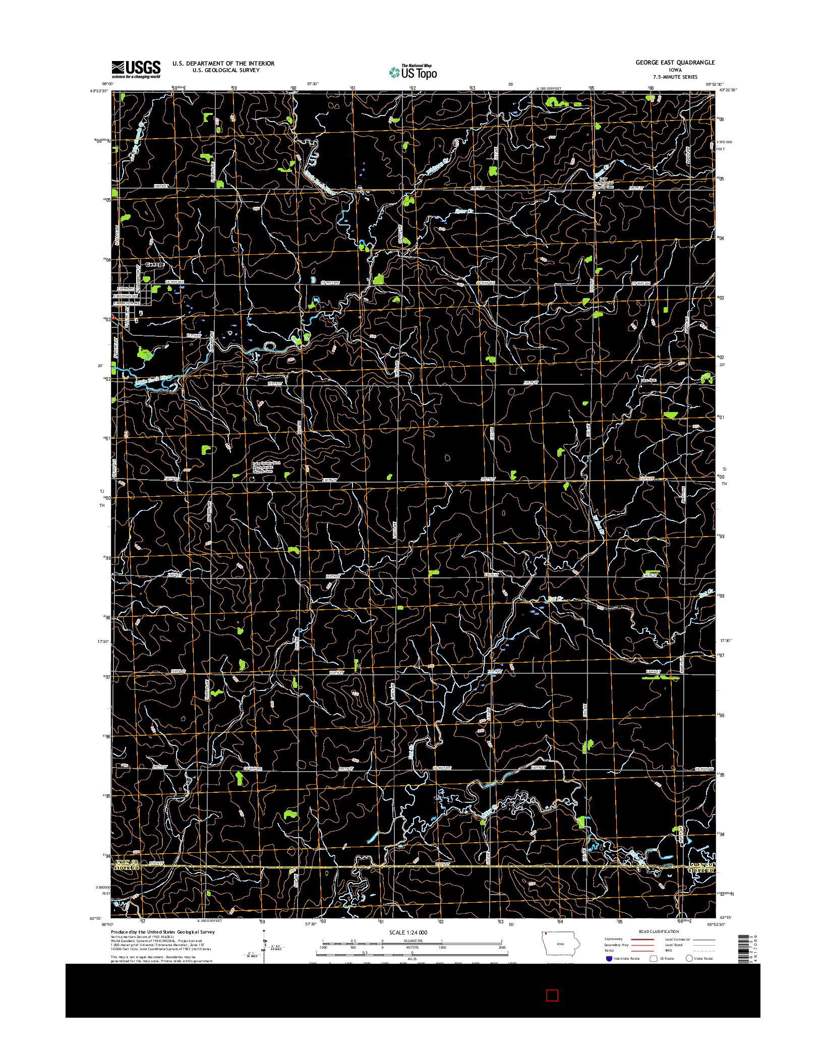 USGS US TOPO 7.5-MINUTE MAP FOR GEORGE EAST, IA 2015