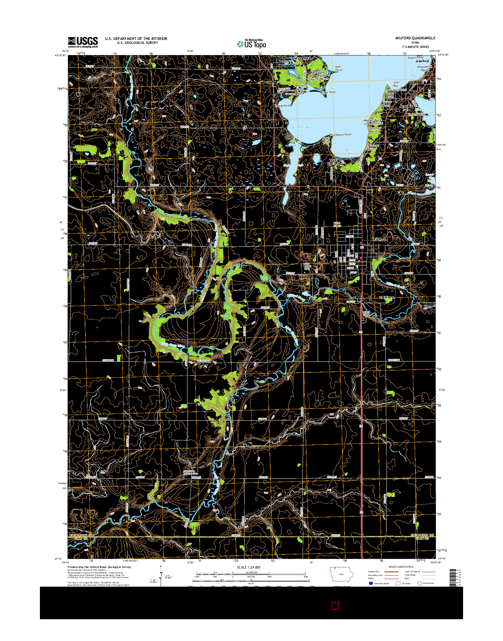USGS US TOPO 7.5-MINUTE MAP FOR MILFORD, IA 2015