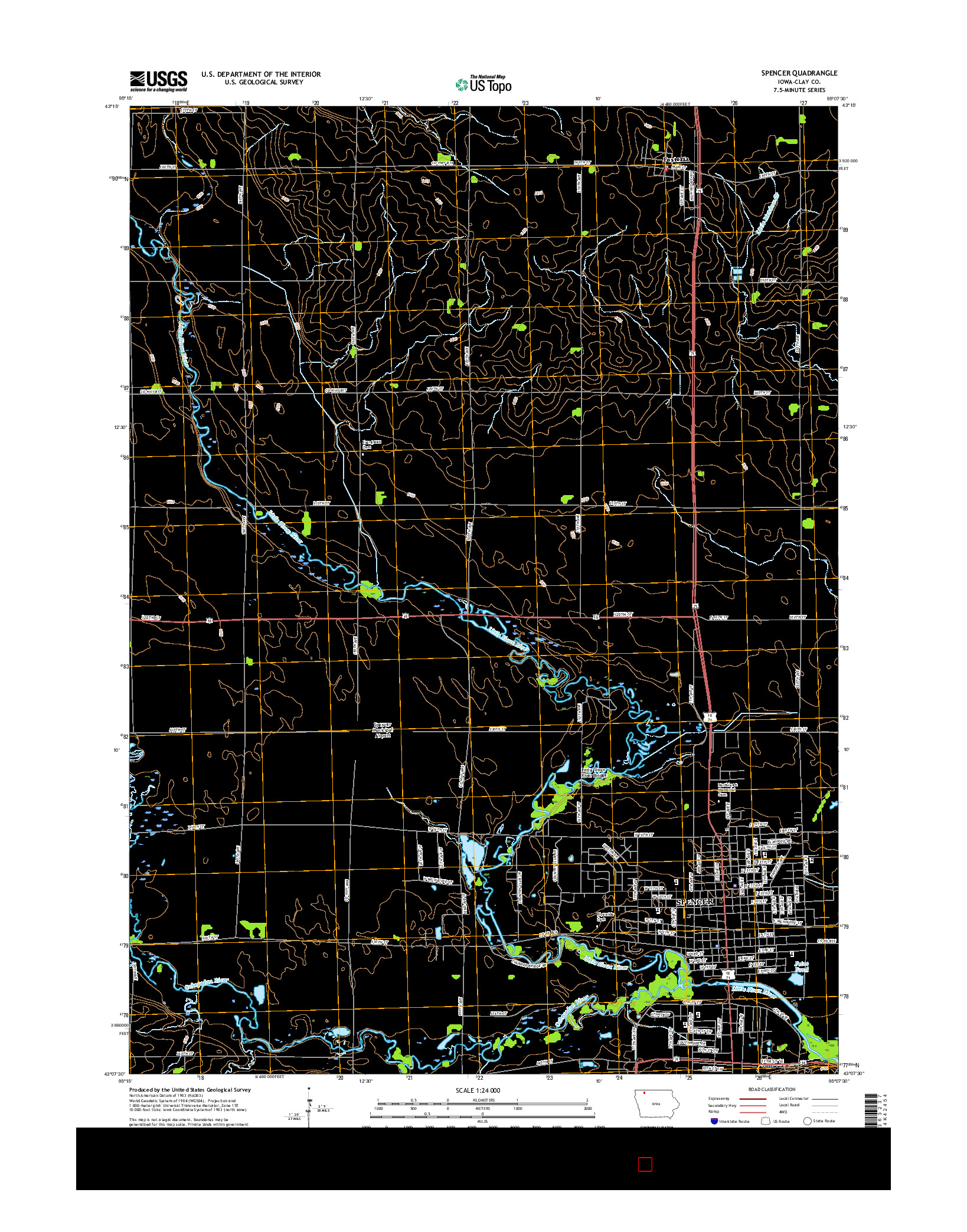 USGS US TOPO 7.5-MINUTE MAP FOR SPENCER, IA 2015