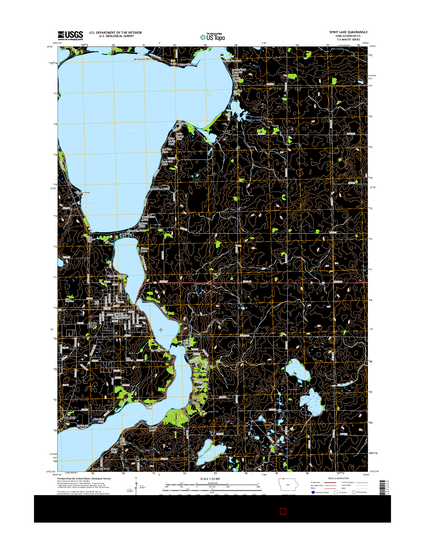 USGS US TOPO 7.5-MINUTE MAP FOR SPIRIT LAKE, IA 2015