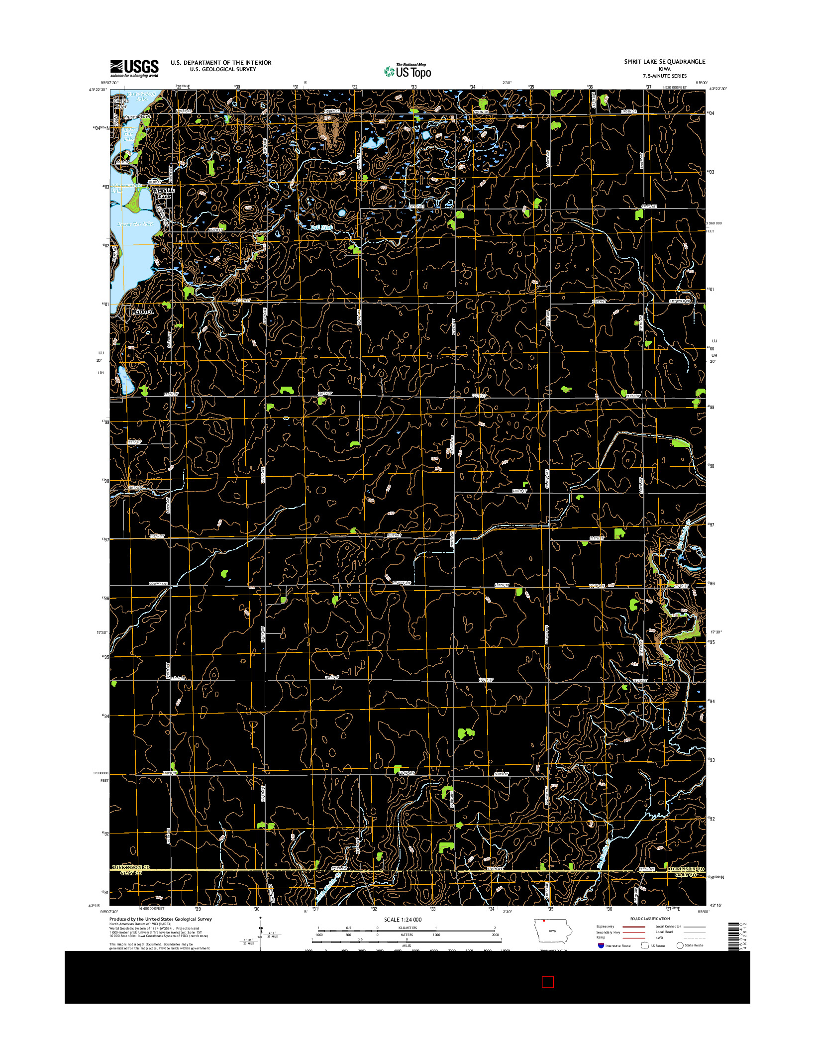 USGS US TOPO 7.5-MINUTE MAP FOR SPIRIT LAKE SE, IA 2015