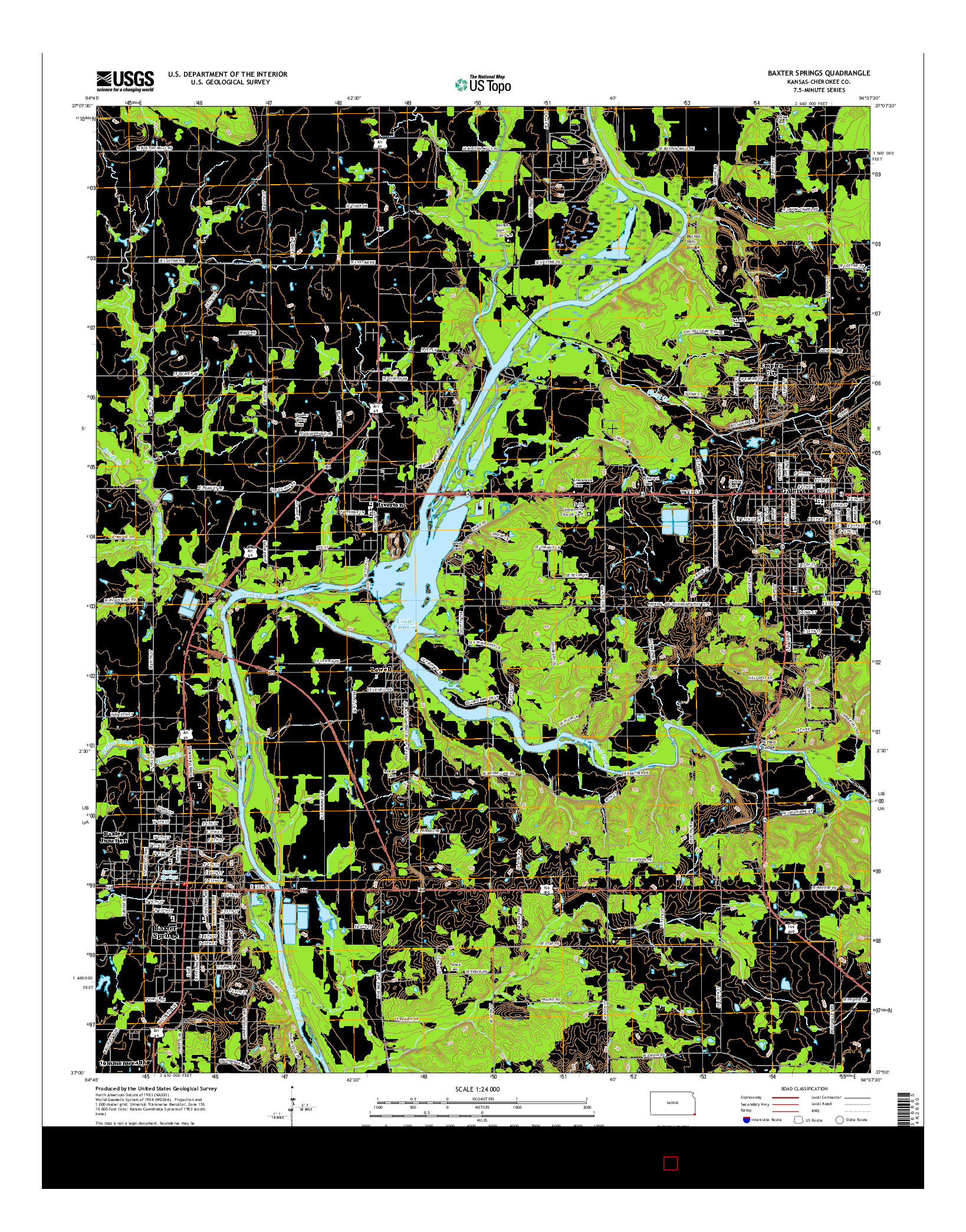 USGS US TOPO 7.5-MINUTE MAP FOR BAXTER SPRINGS, KS 2015