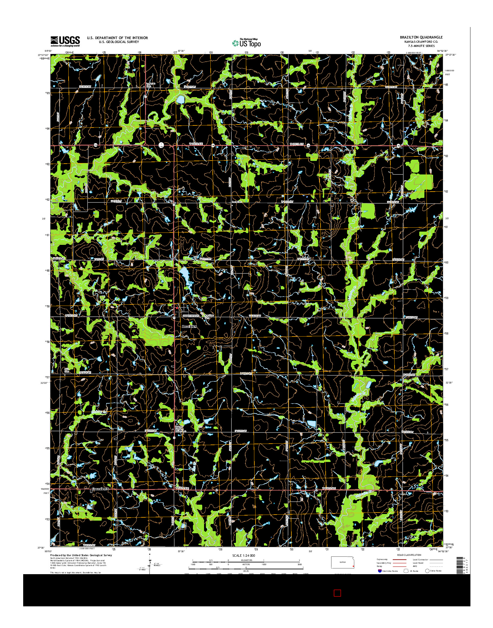 USGS US TOPO 7.5-MINUTE MAP FOR BRAZILTON, KS 2015