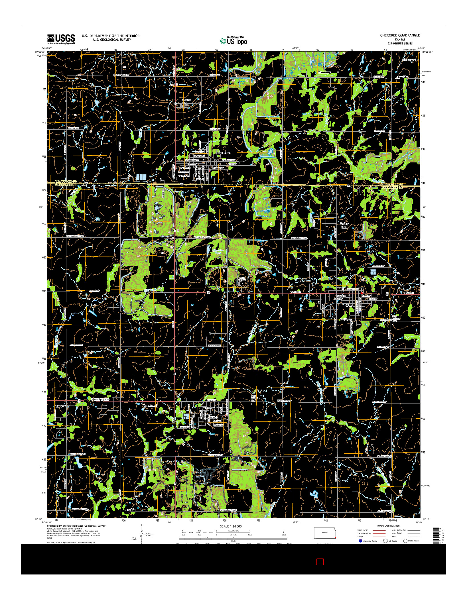USGS US TOPO 7.5-MINUTE MAP FOR CHEROKEE, KS 2015