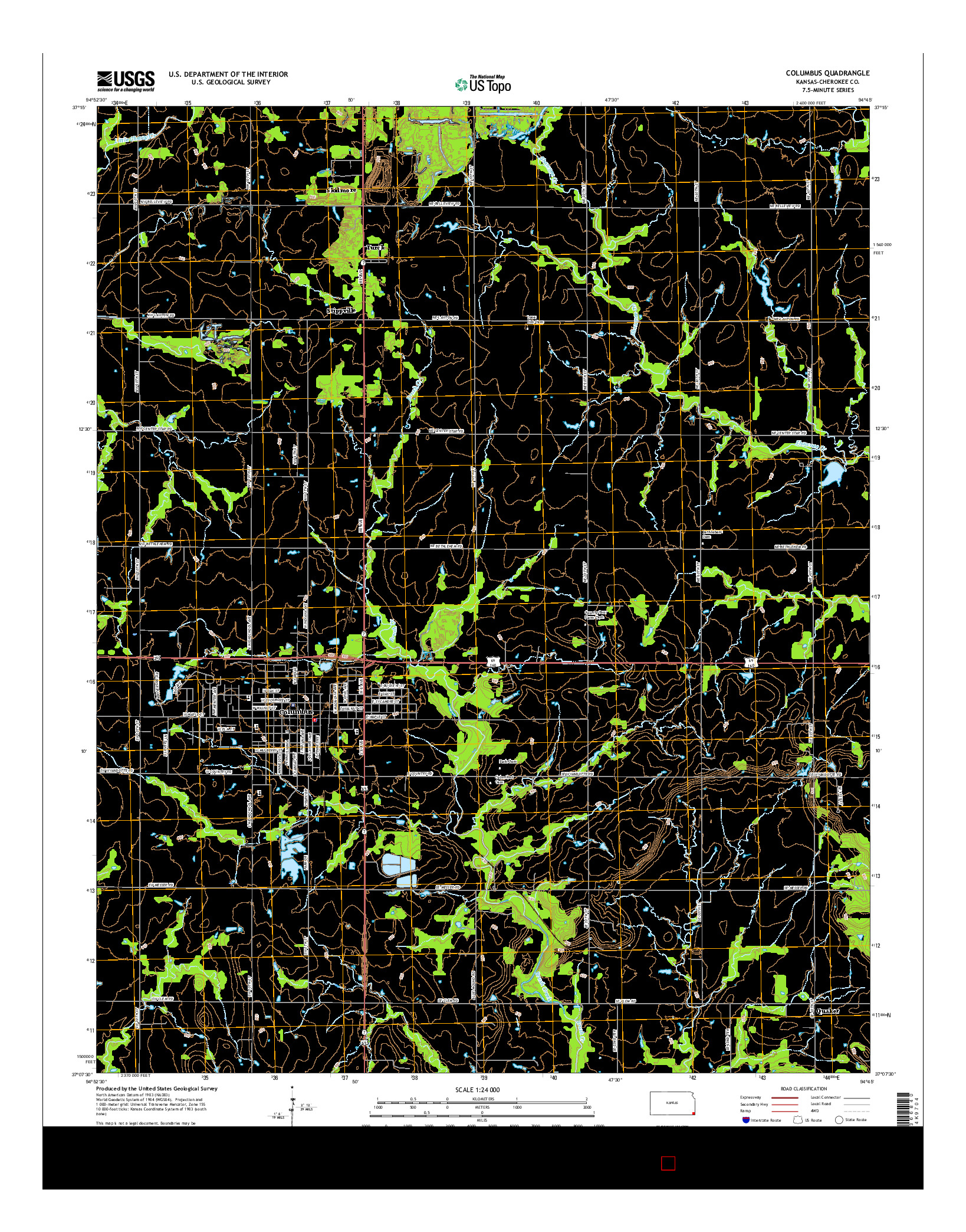 USGS US TOPO 7.5-MINUTE MAP FOR COLUMBUS, KS 2015