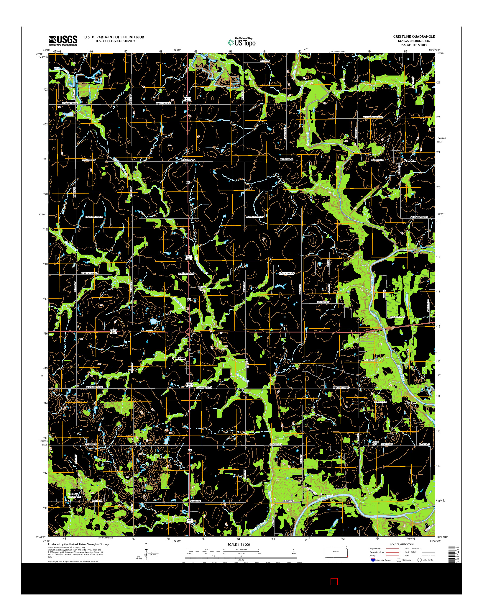 USGS US TOPO 7.5-MINUTE MAP FOR CRESTLINE, KS 2015
