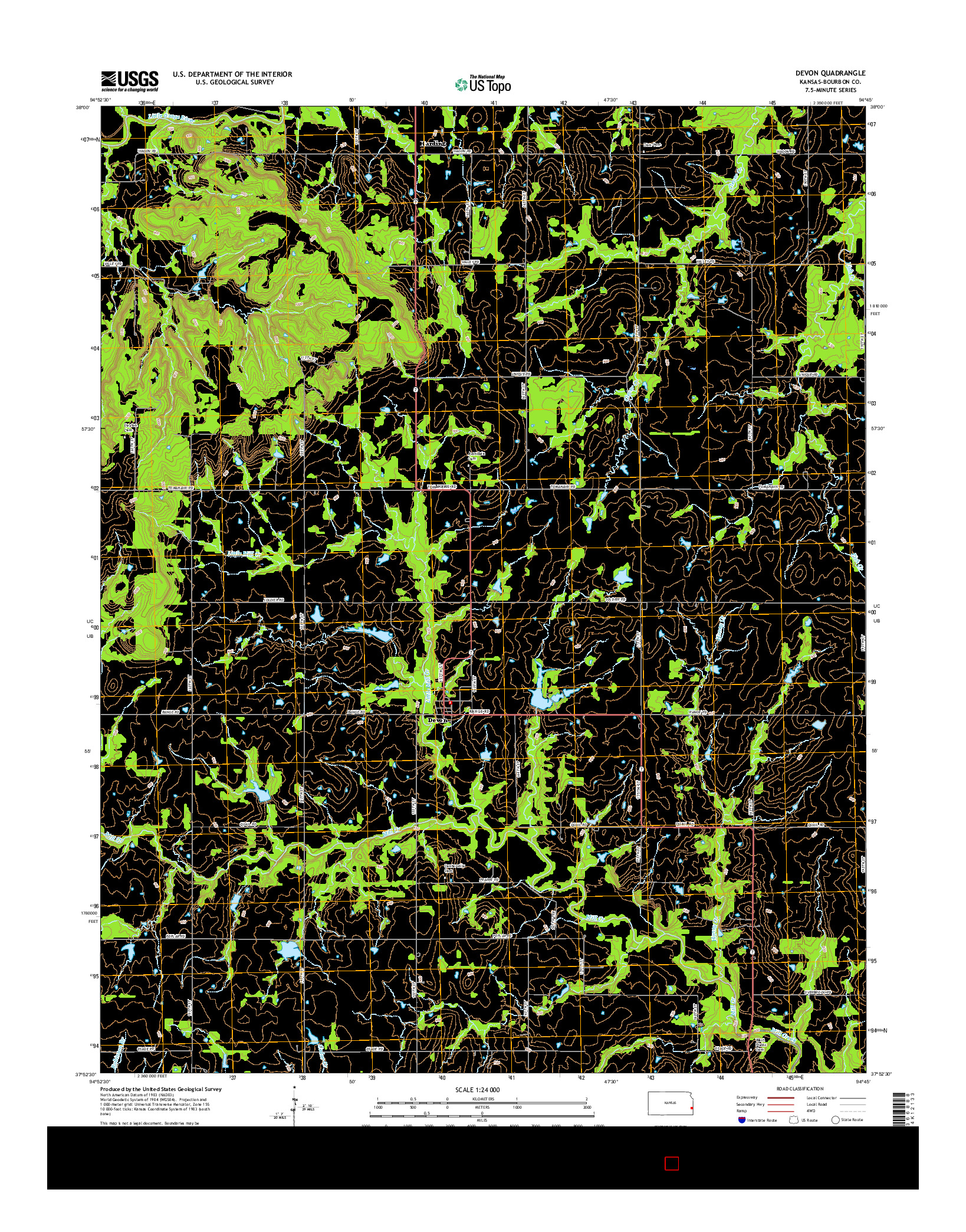 USGS US TOPO 7.5-MINUTE MAP FOR DEVON, KS 2015