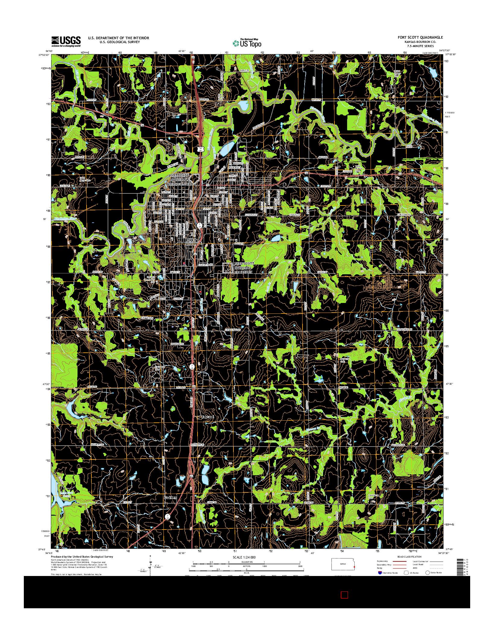 USGS US TOPO 7.5-MINUTE MAP FOR FORT SCOTT, KS 2015